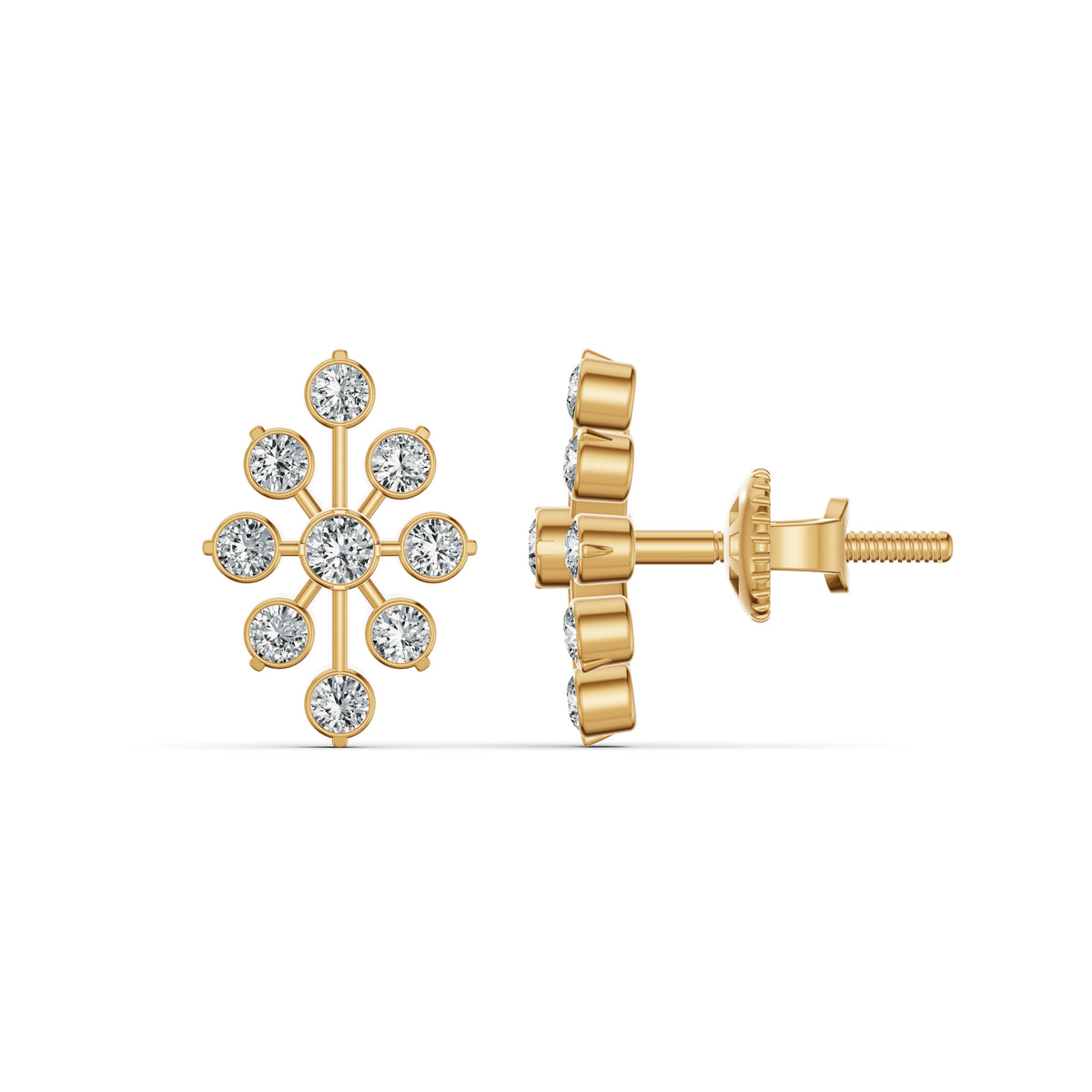 Floral Burst Diamond Stud Earrings