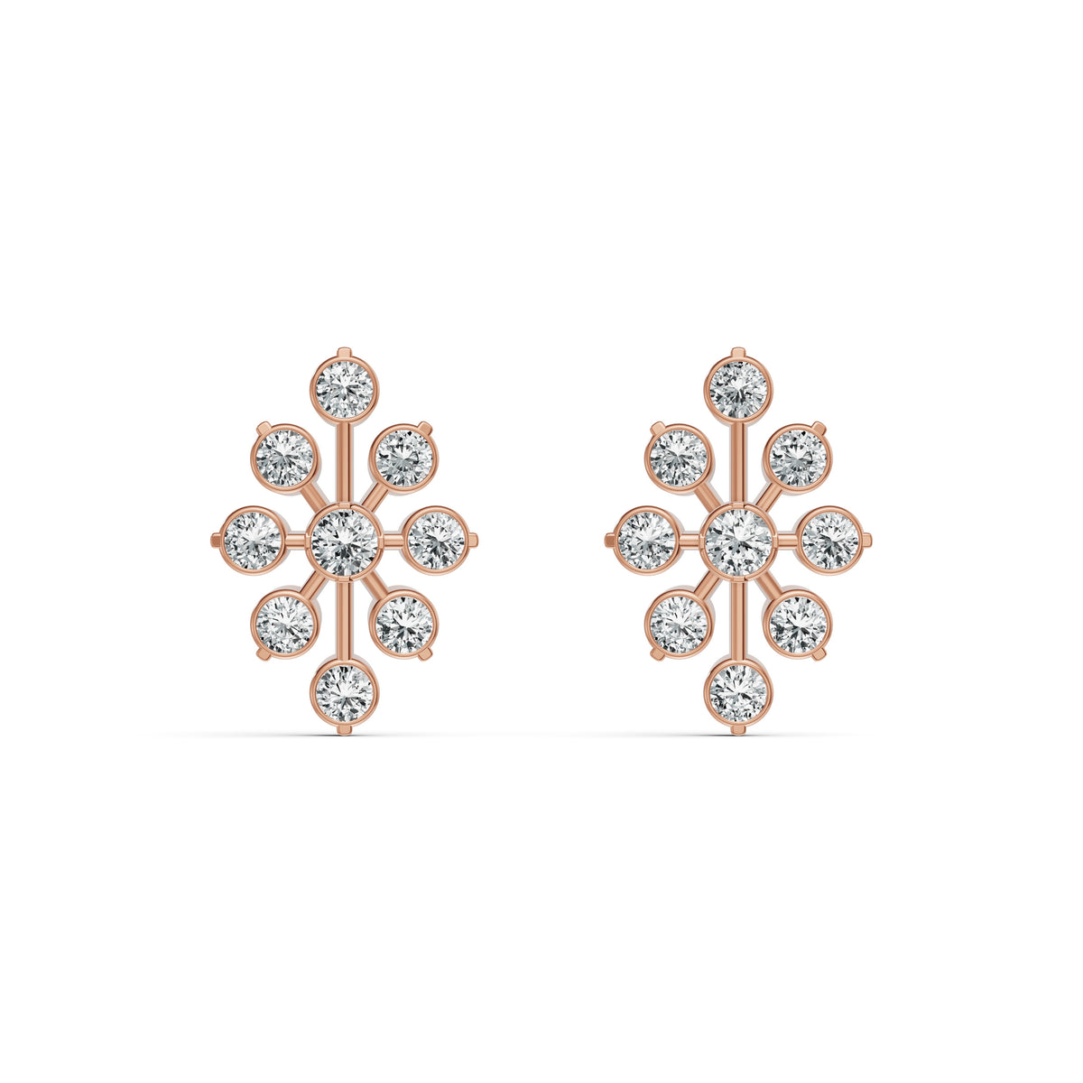 Floral Burst Diamond Stud Earrings