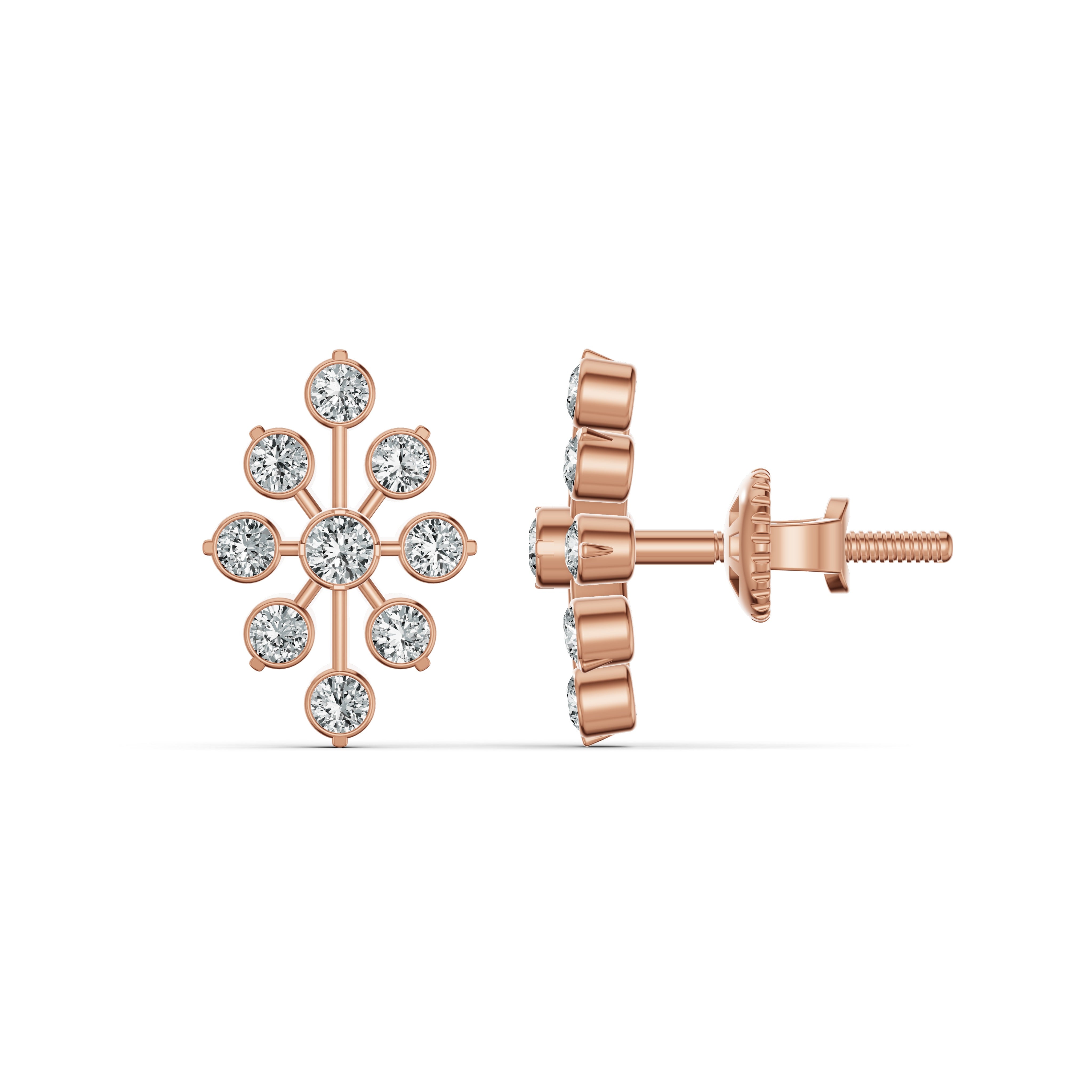 Floral Burst Diamond Stud Earrings