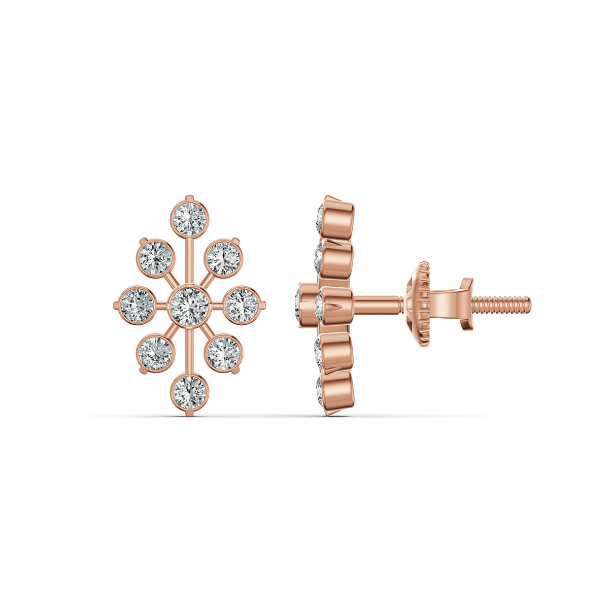 Floral Burst Diamond Stud Earrings