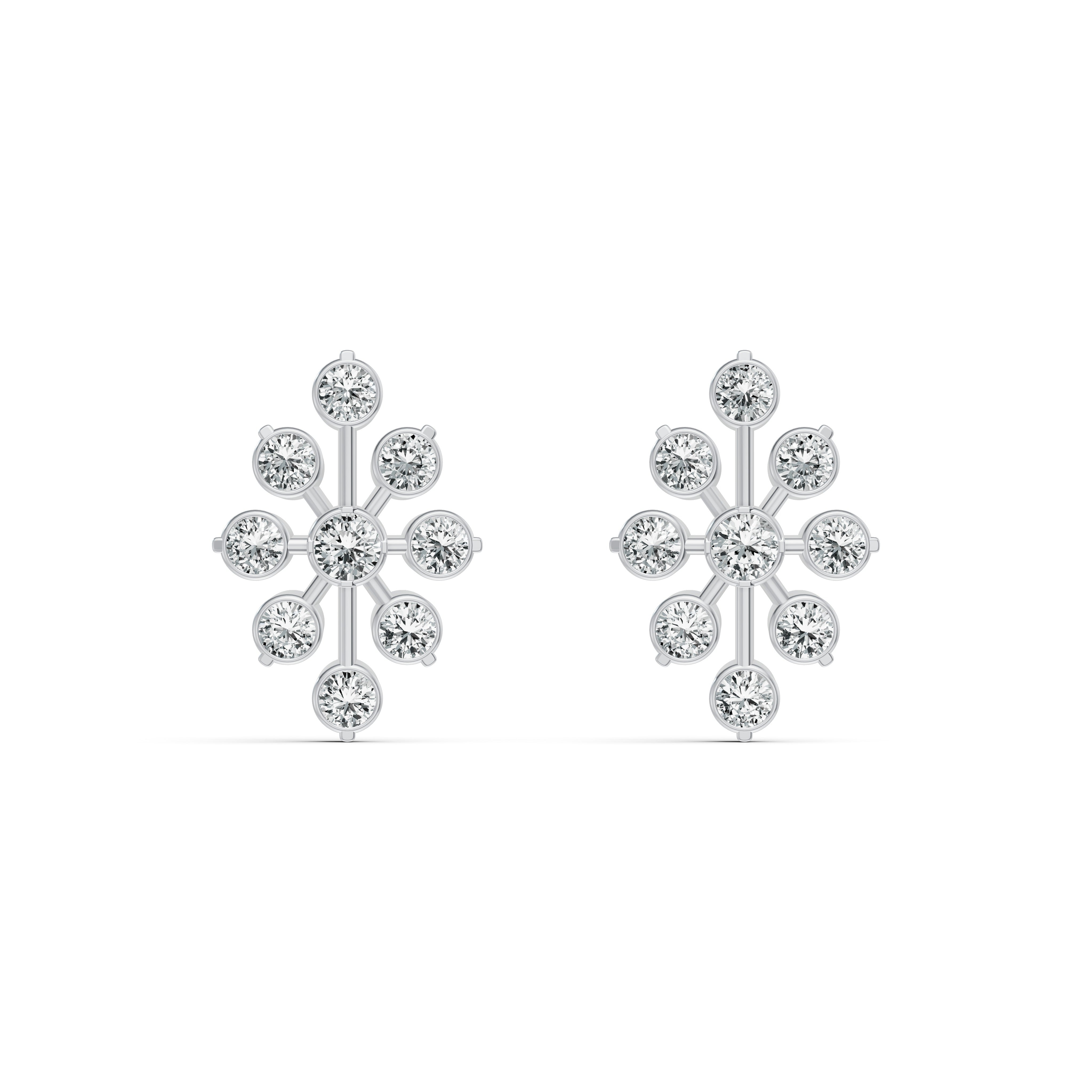 Floral Burst Diamond Stud Earrings