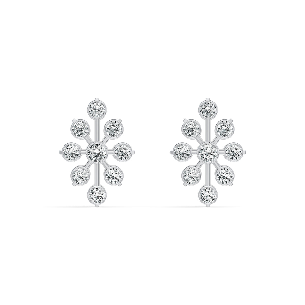 Floral Burst Diamond Stud Earrings