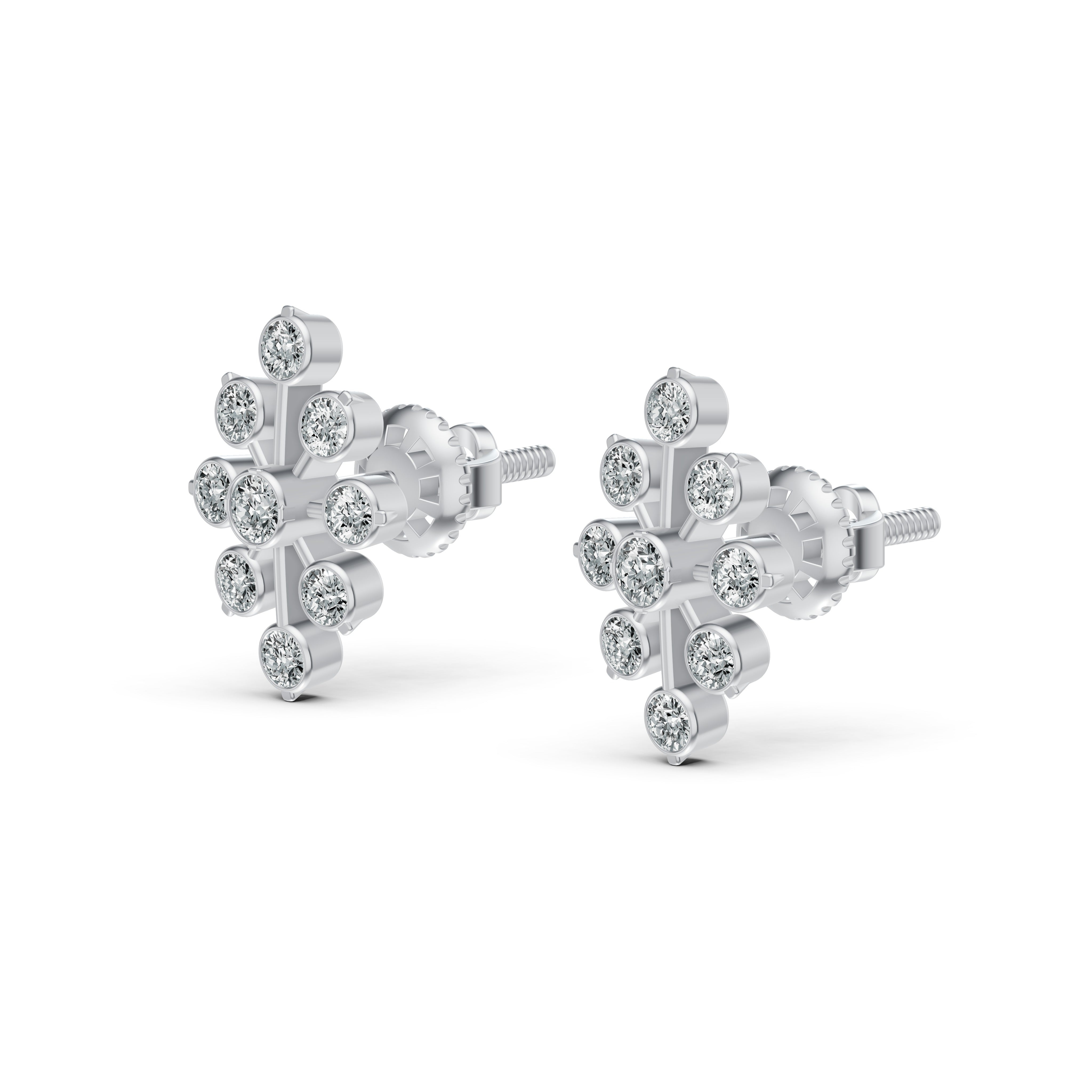 Floral Burst Diamond Stud Earrings