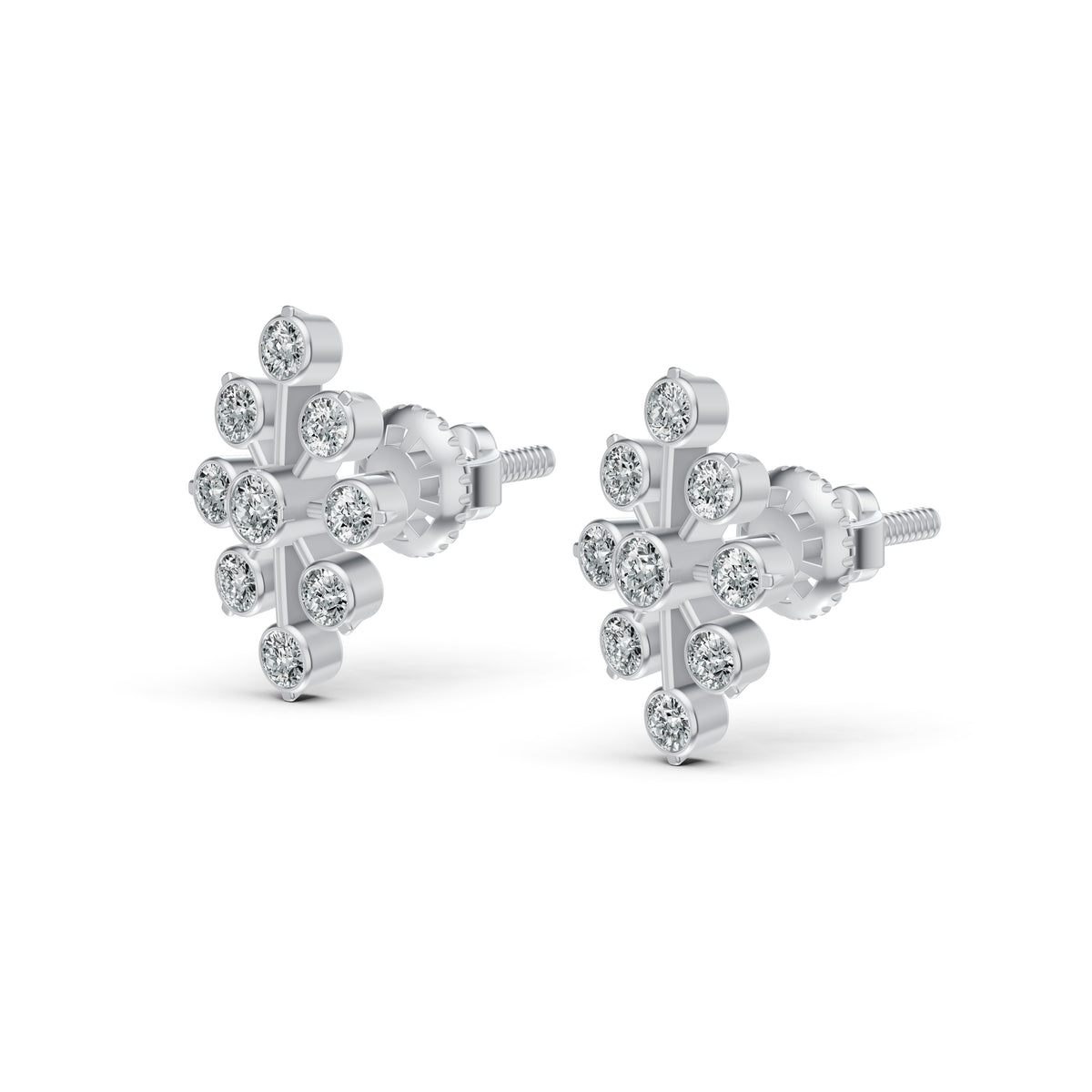 Floral Burst Diamond Stud Earrings