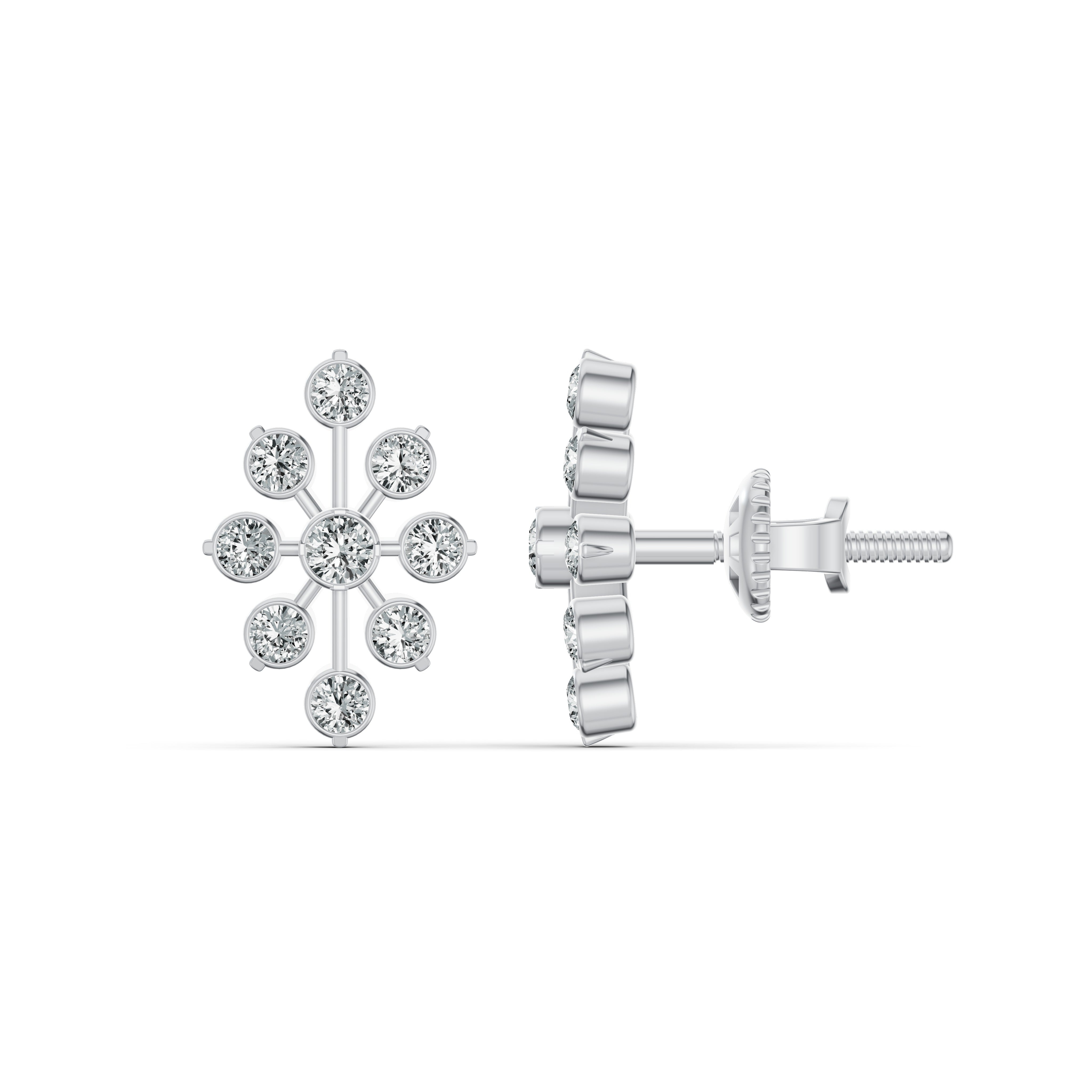 Floral Burst Diamond Stud Earrings