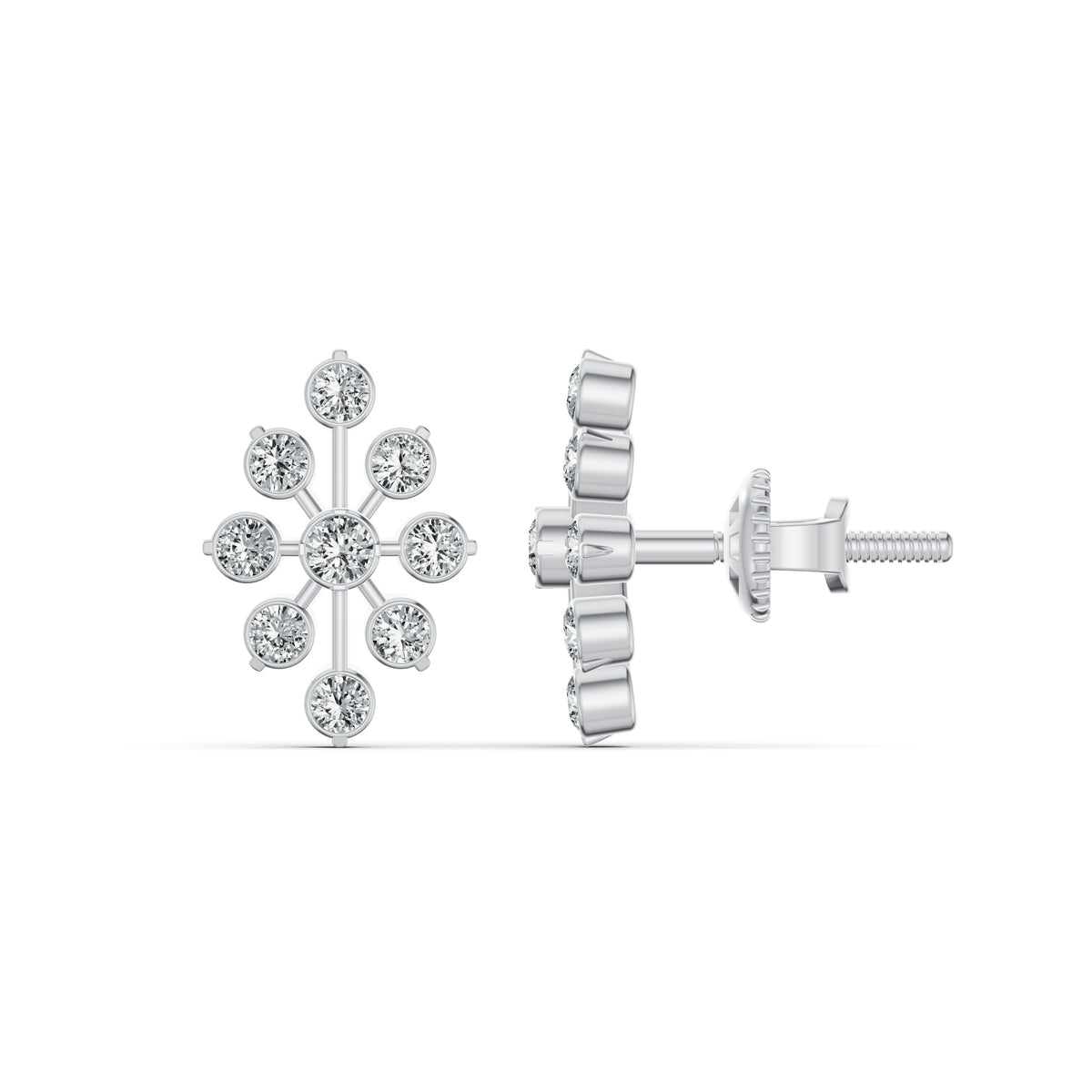 Floral Burst Diamond Stud Earrings