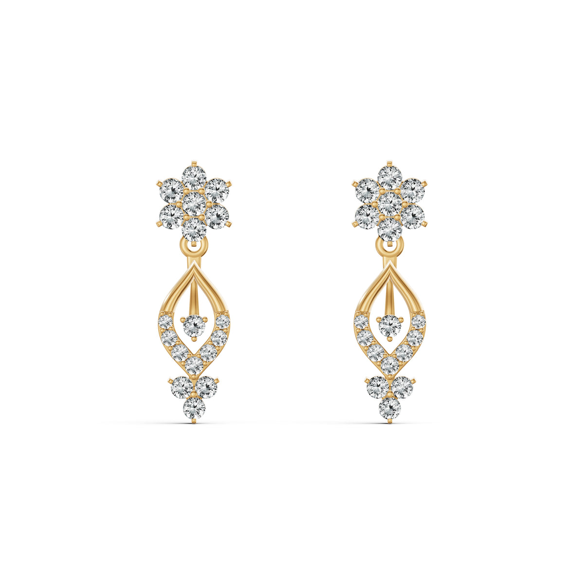 Floral Elegance Diamond Stud Earrings