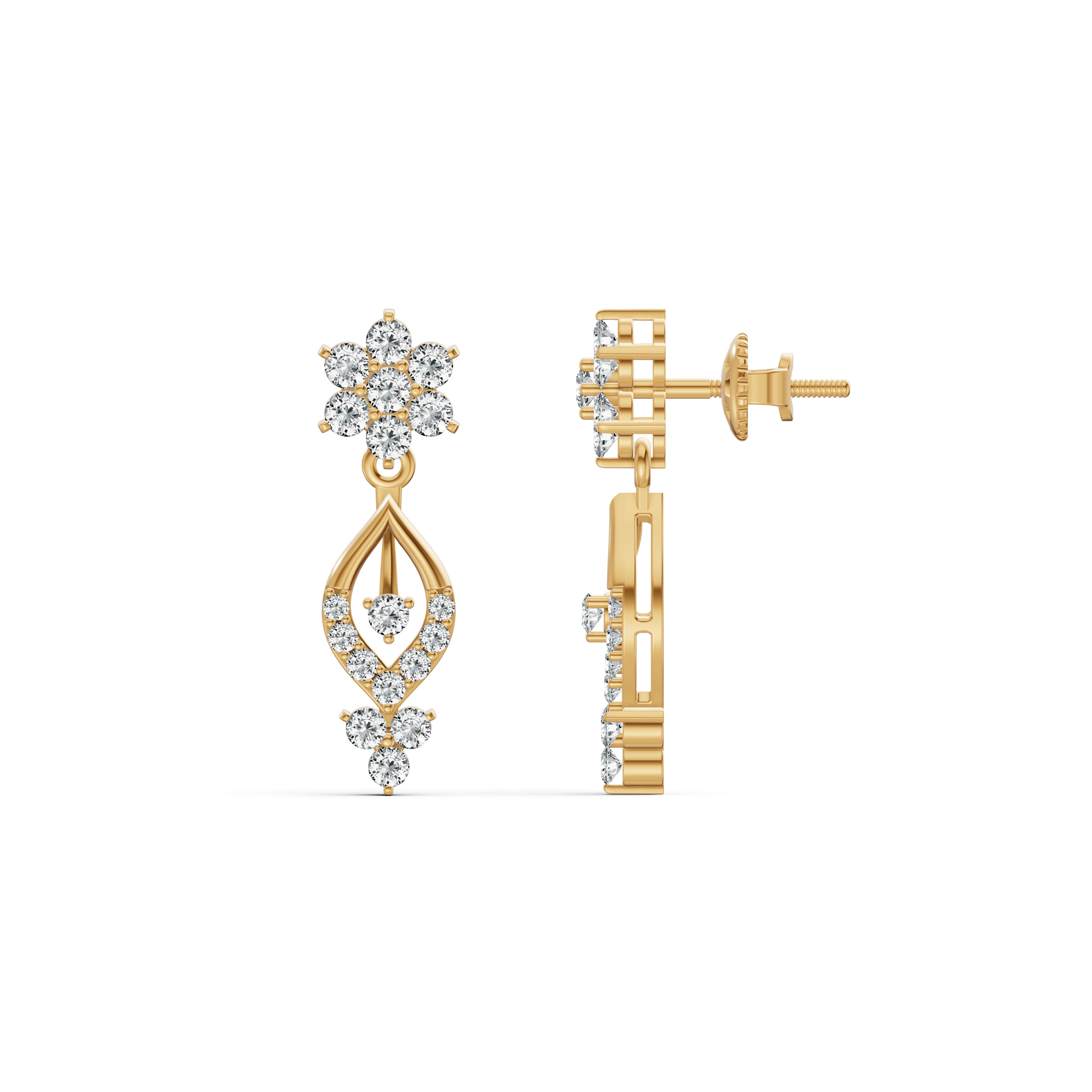 Floral Elegance Diamond Stud Earrings