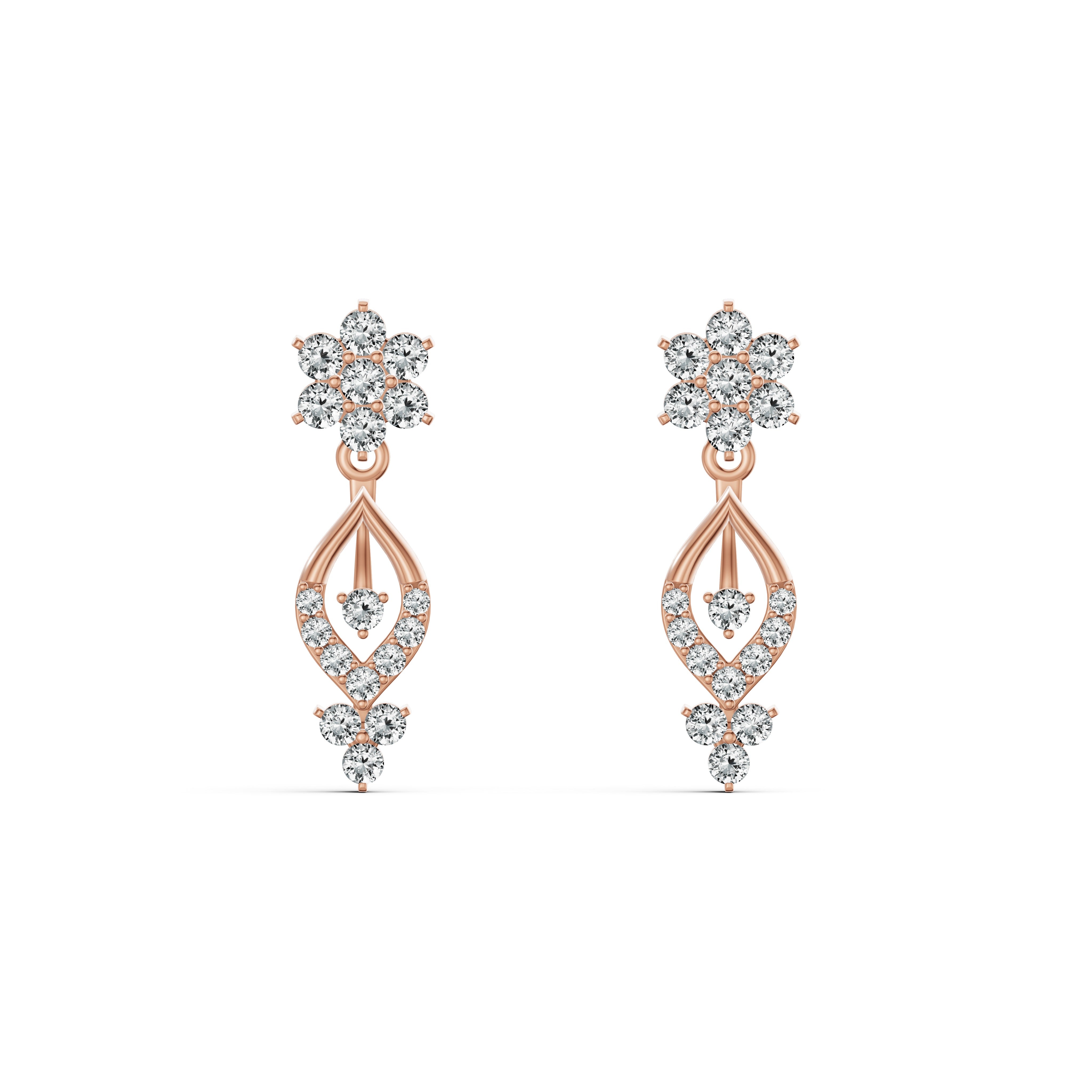 Floral Elegance Diamond Stud Earrings