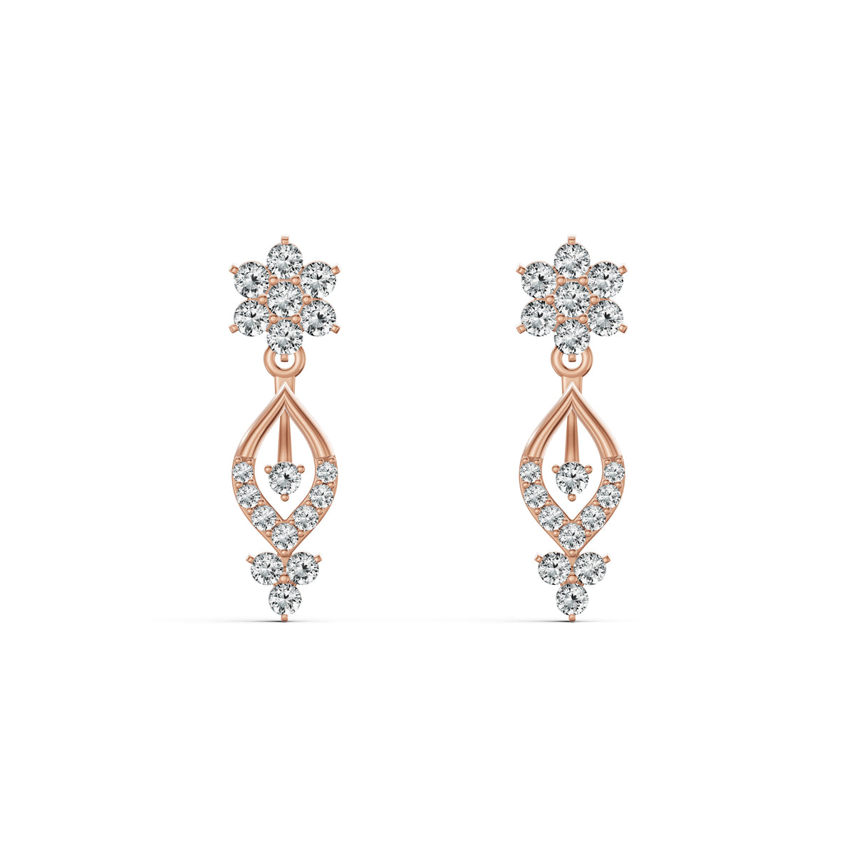 Floral Elegance Diamond Stud Earrings