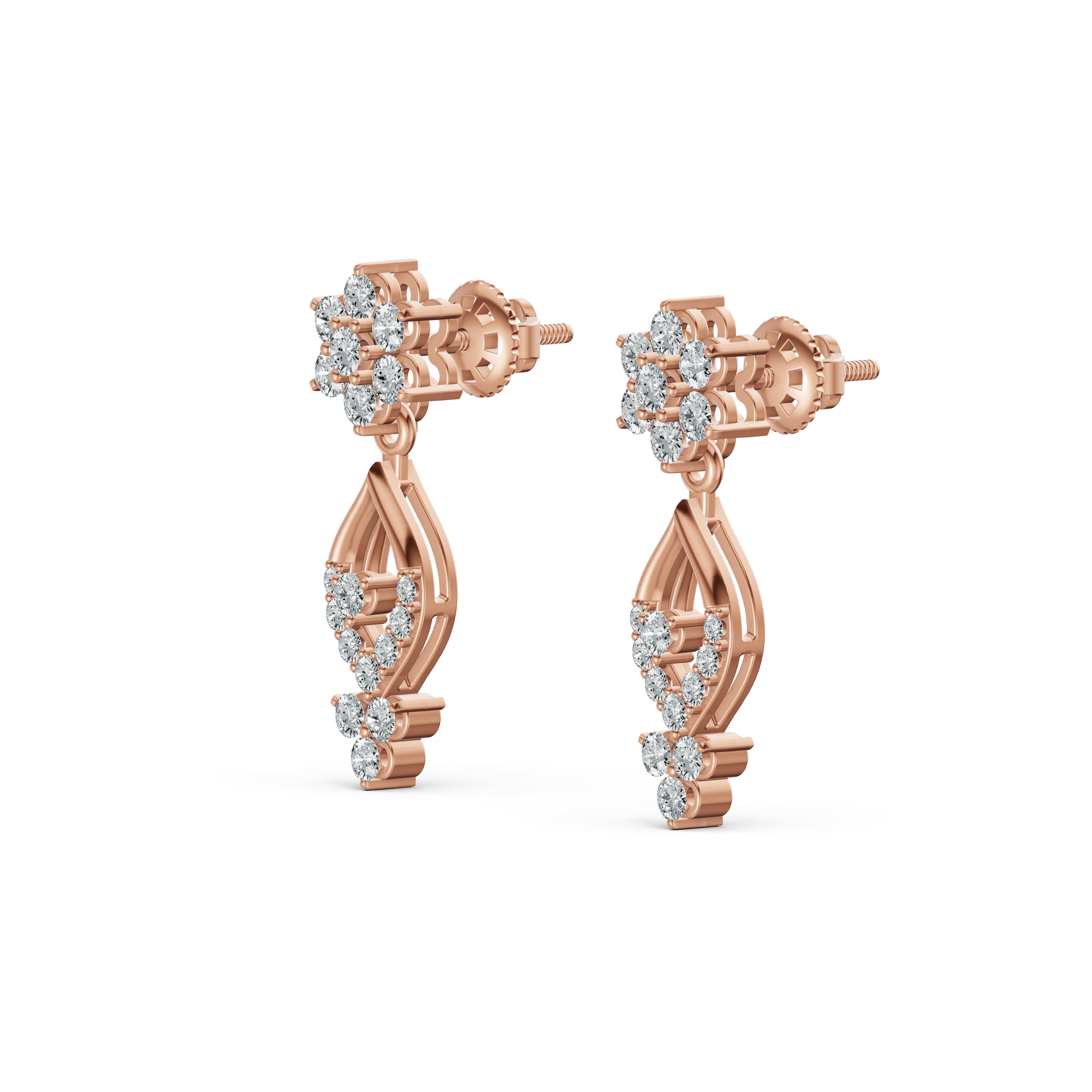 Floral Elegance Diamond Stud Earrings
