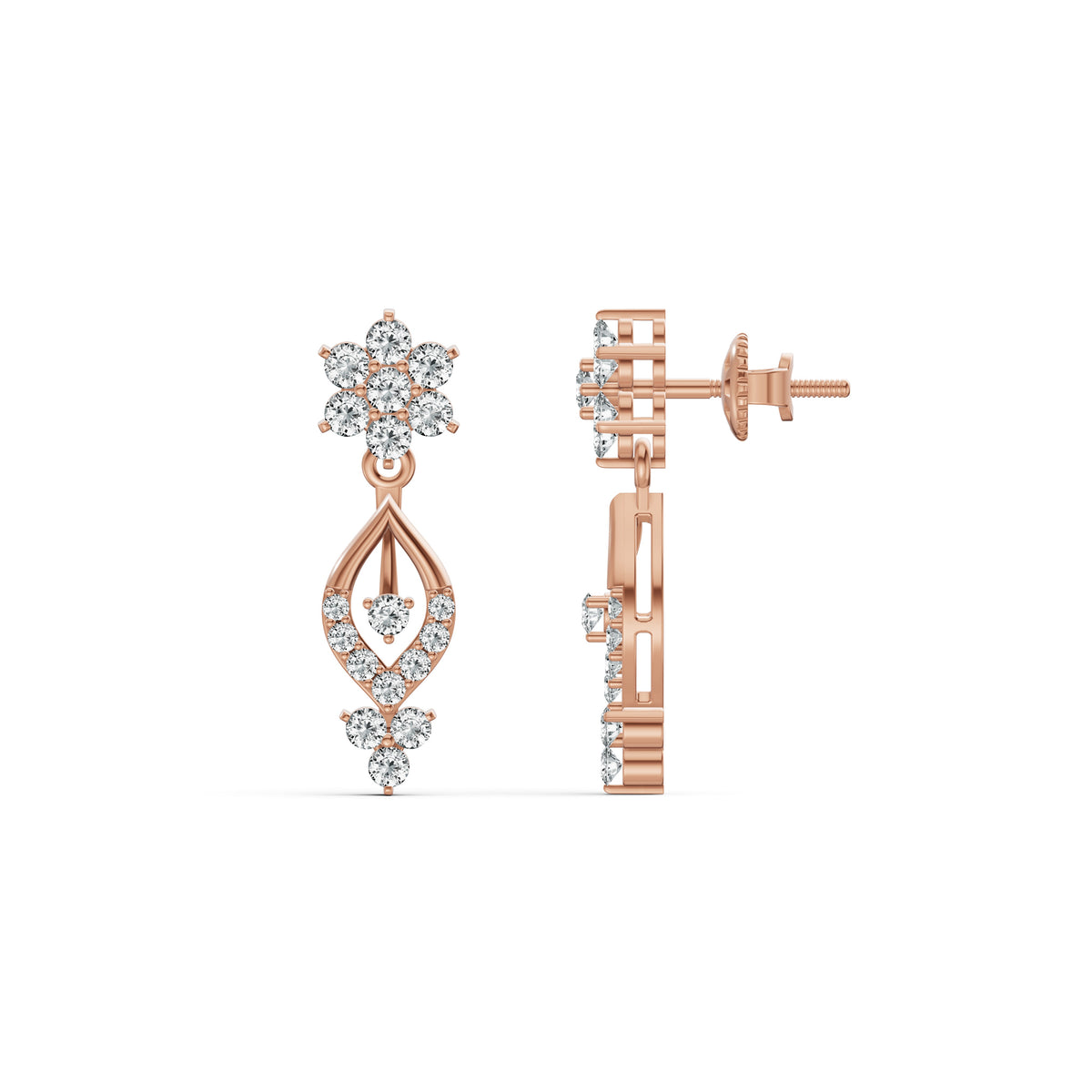 Floral Elegance Diamond Stud Earrings