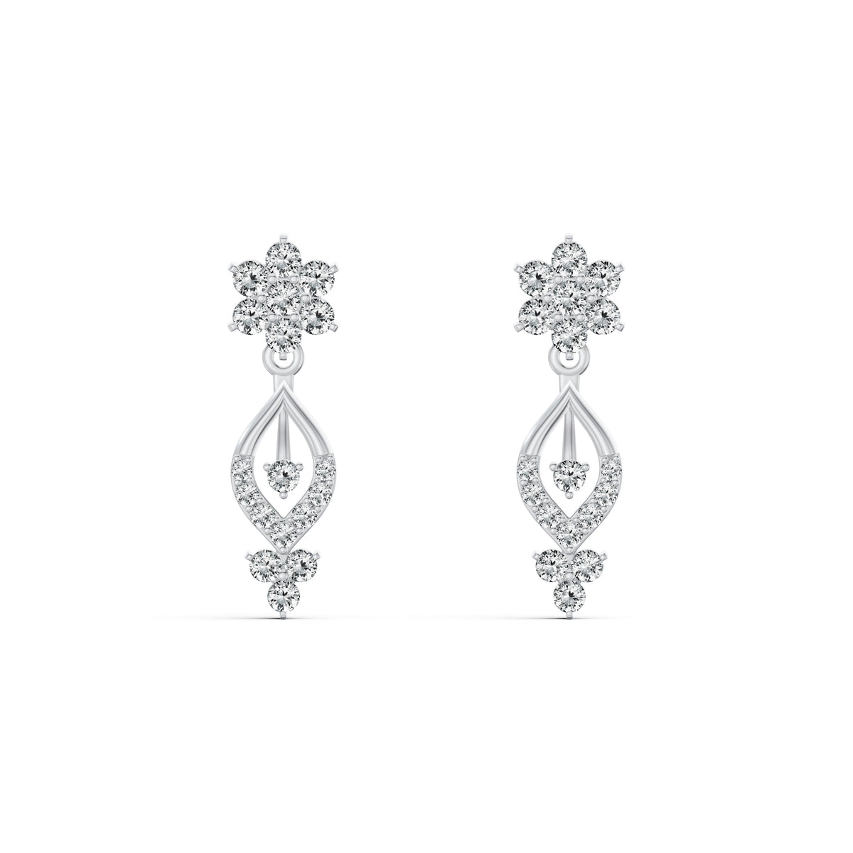 Floral Elegance Diamond Stud Earrings