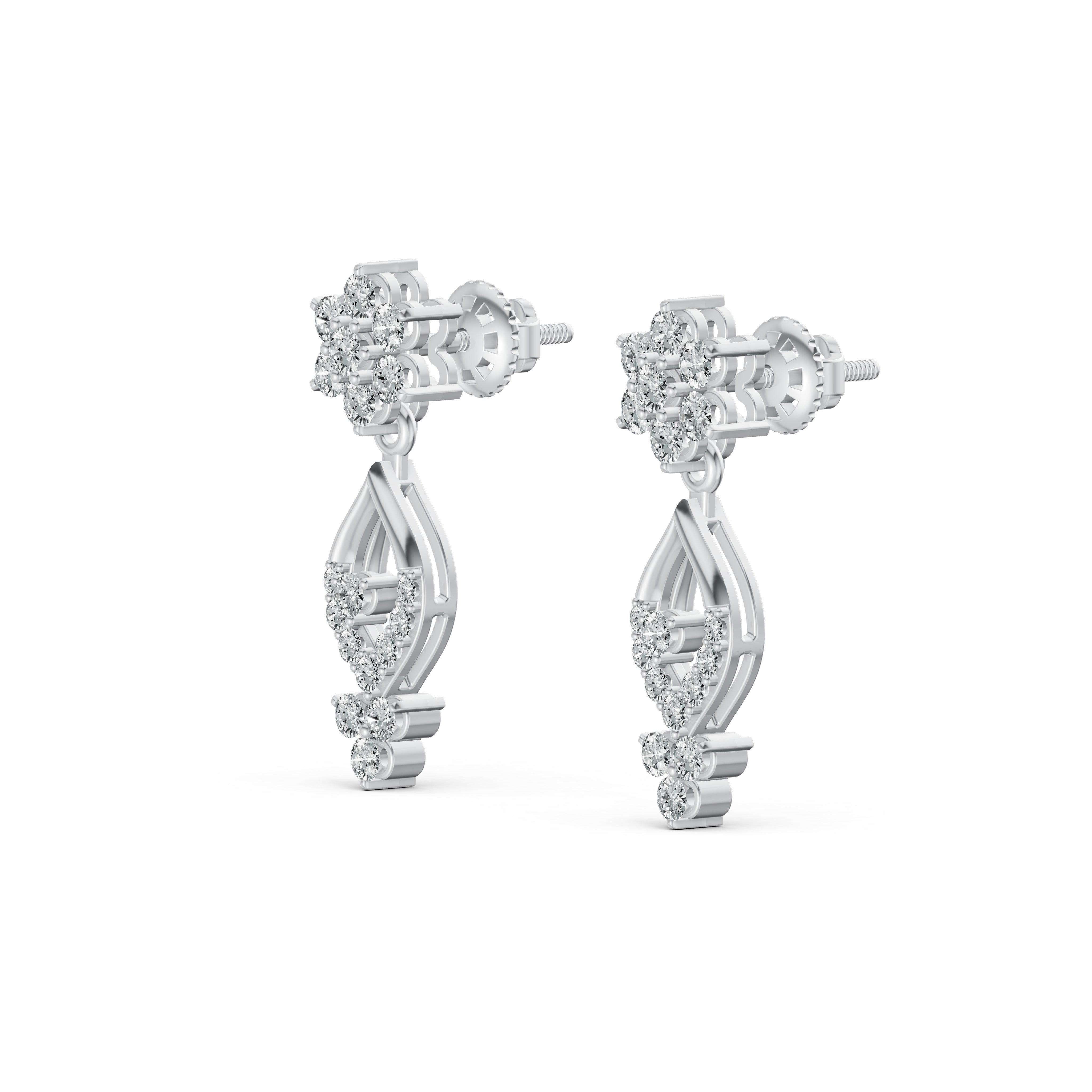 Floral Elegance Diamond Stud Earrings