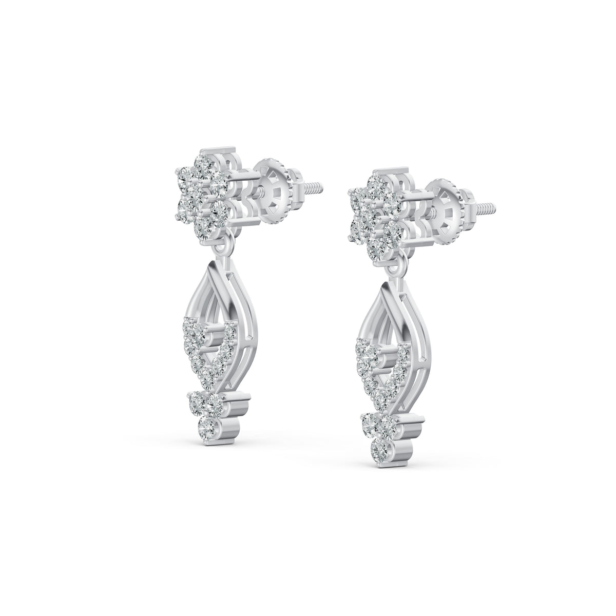 Floral Elegance Diamond Stud Earrings