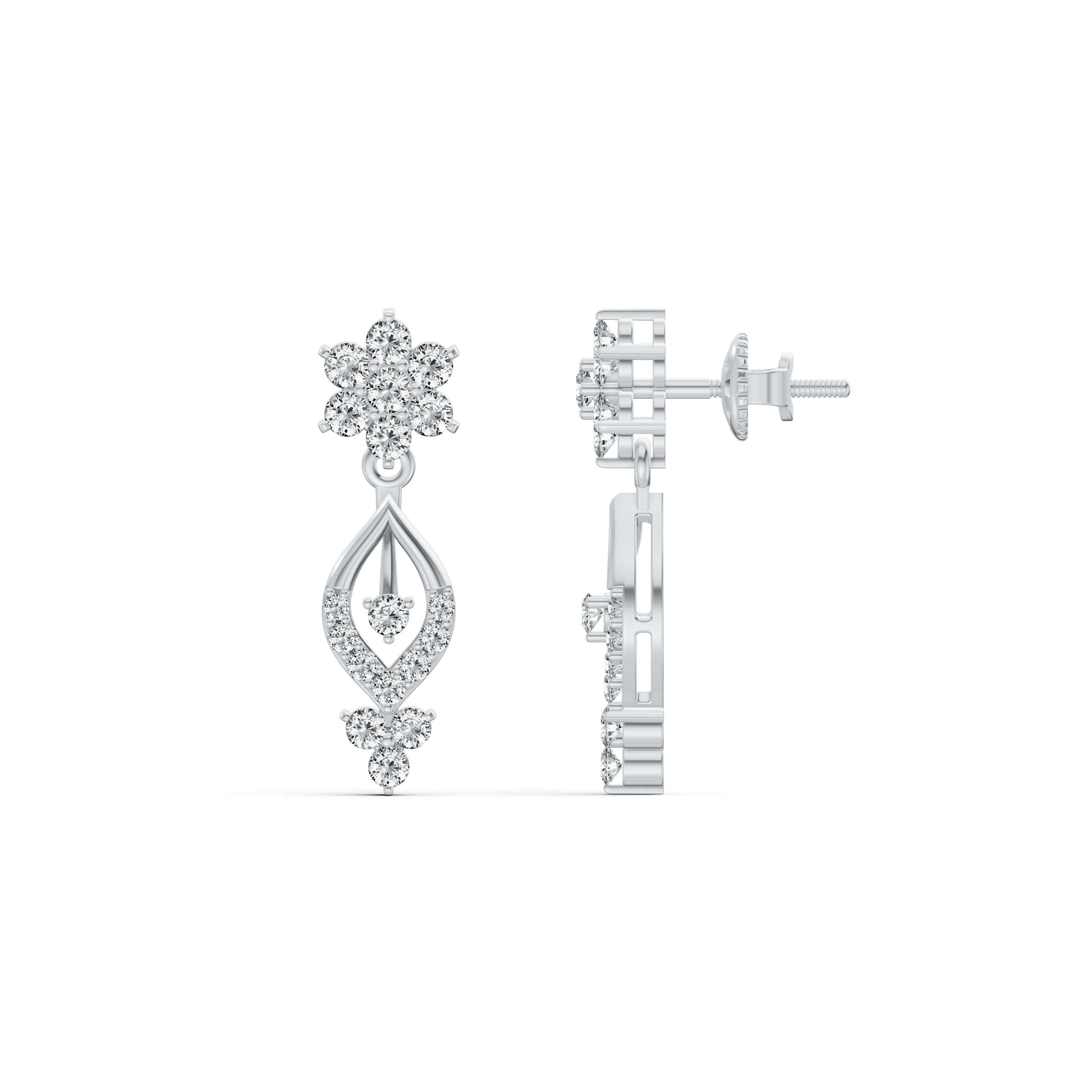 Floral Elegance Diamond Stud Earrings