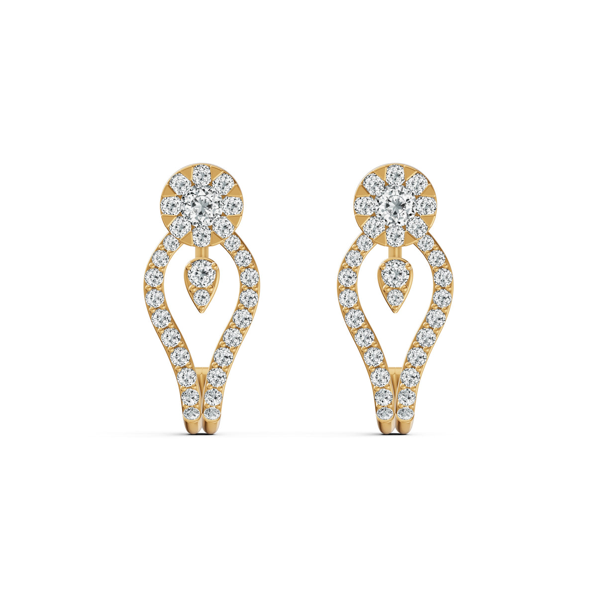 Open Loop Diamond J Stud Earrings