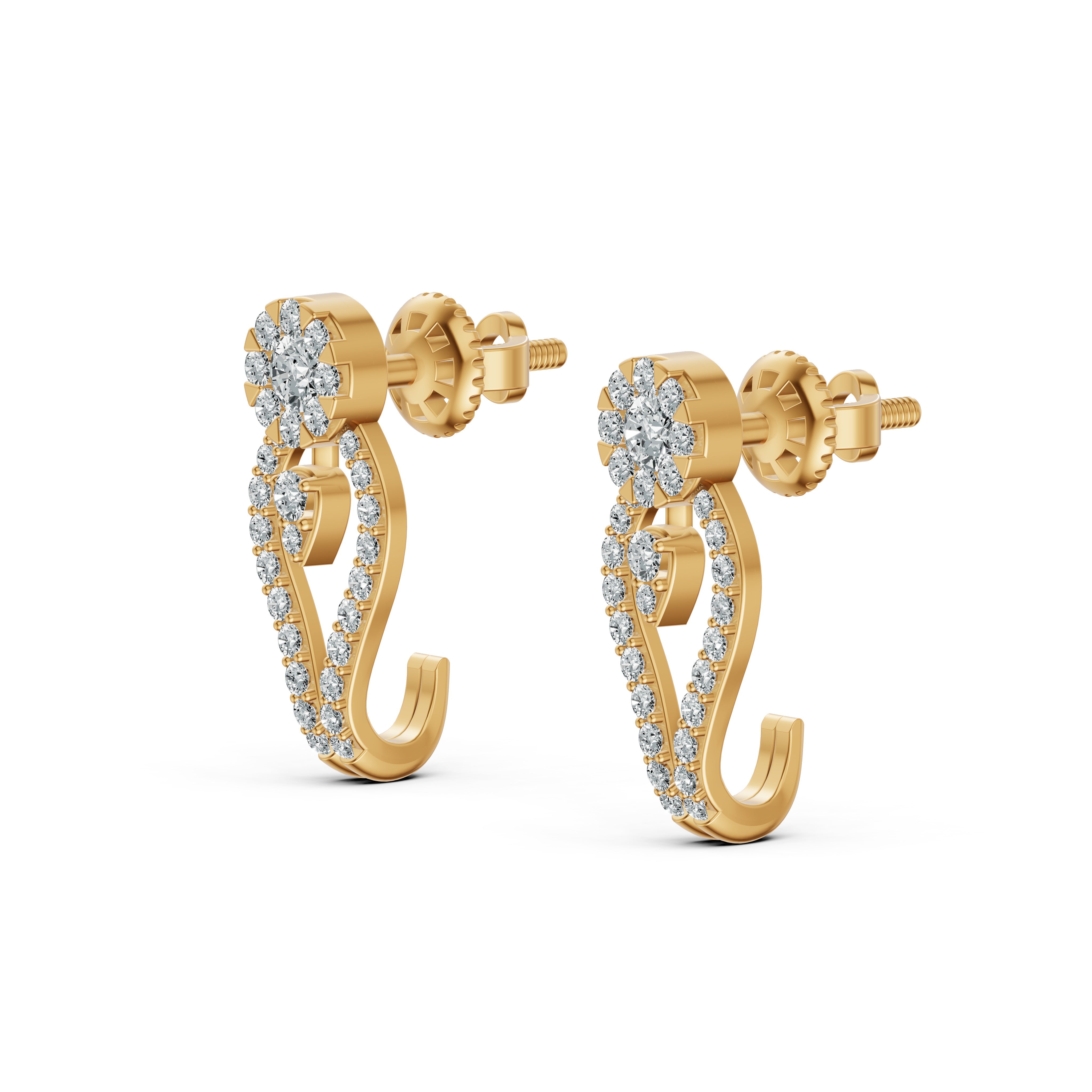 Open Loop Diamond J Stud Earrings