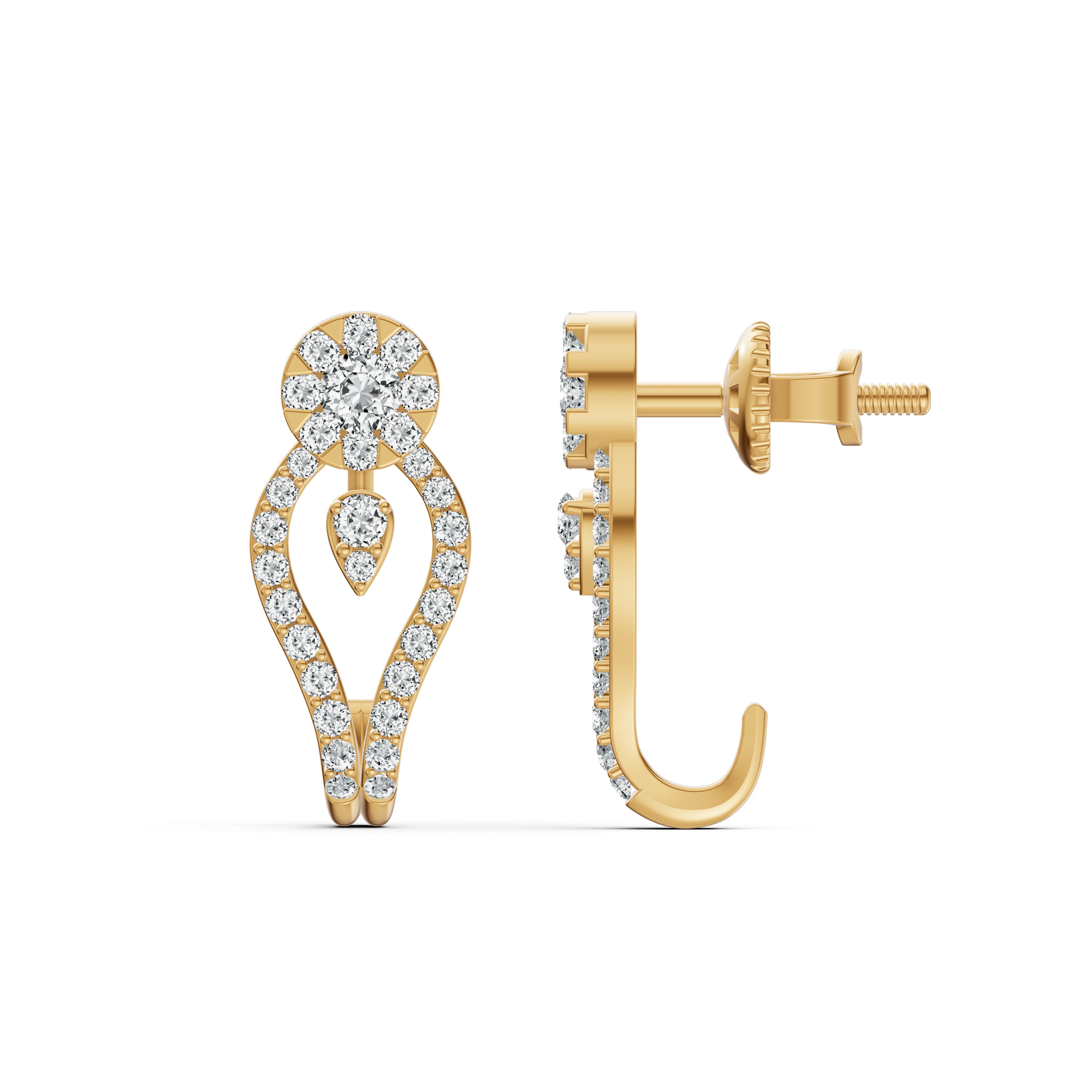 Open Loop Diamond J Stud Earrings