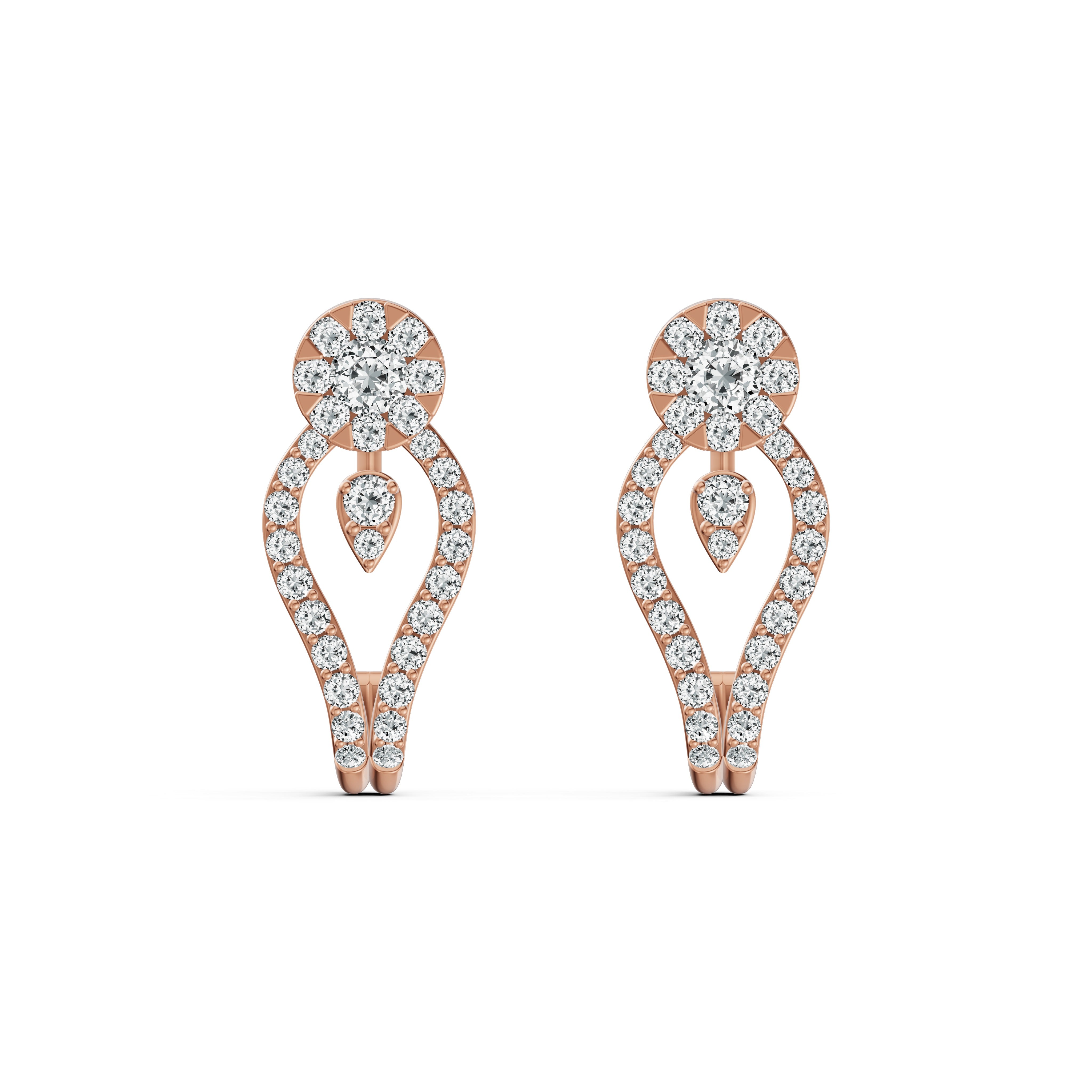 Open Loop Diamond J Stud Earrings