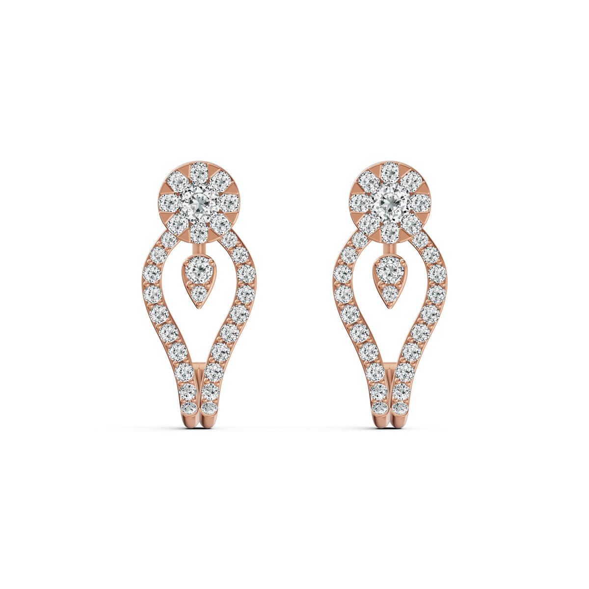 Open Loop Diamond J Stud Earrings
