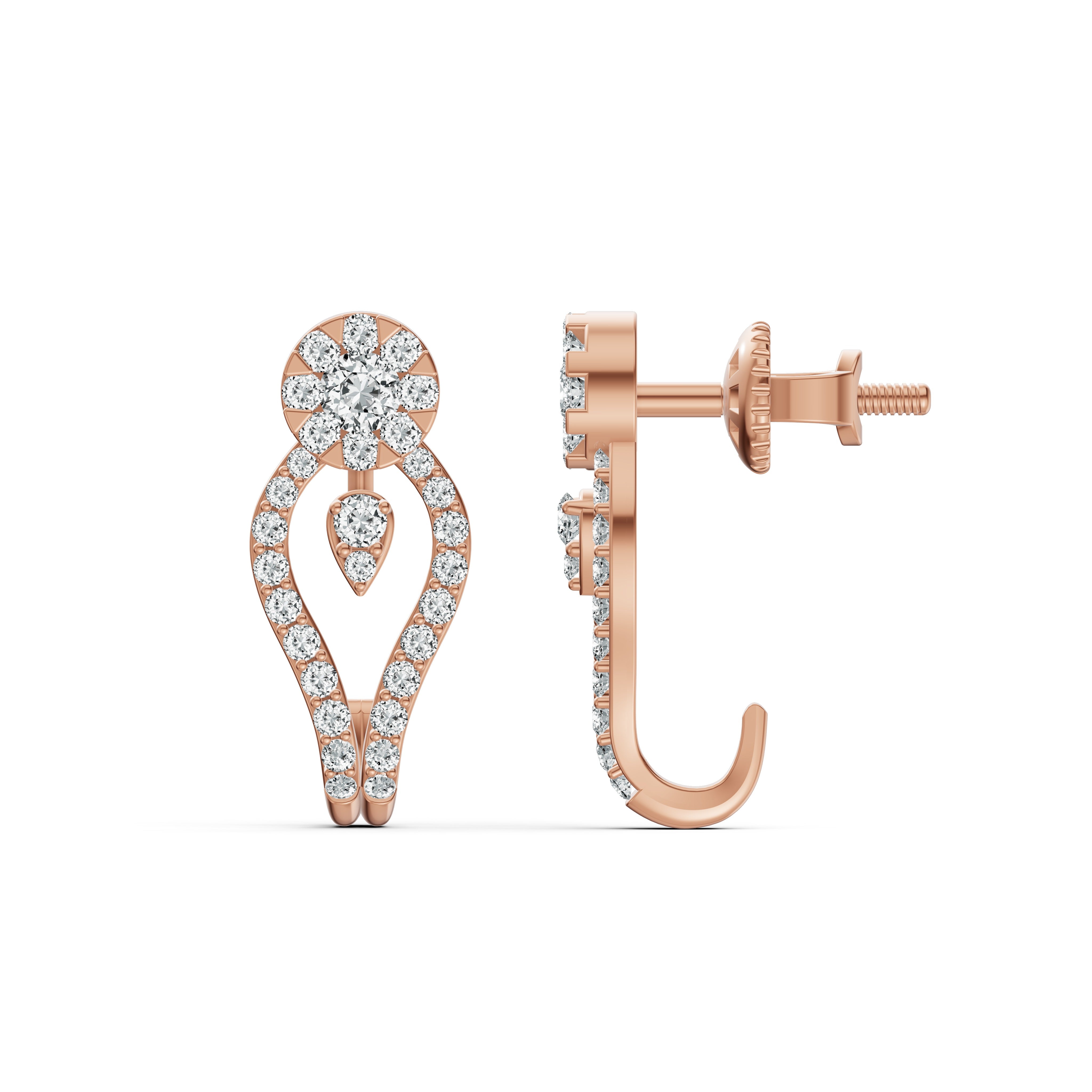 Open Loop Diamond J Stud Earrings