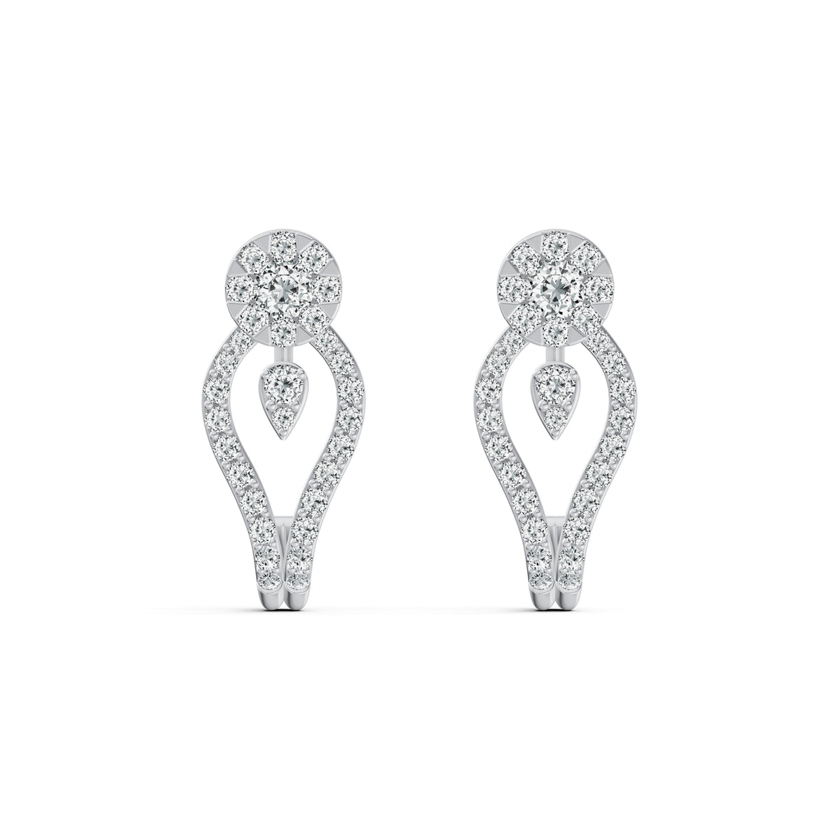 Open Loop Diamond J Stud Earrings