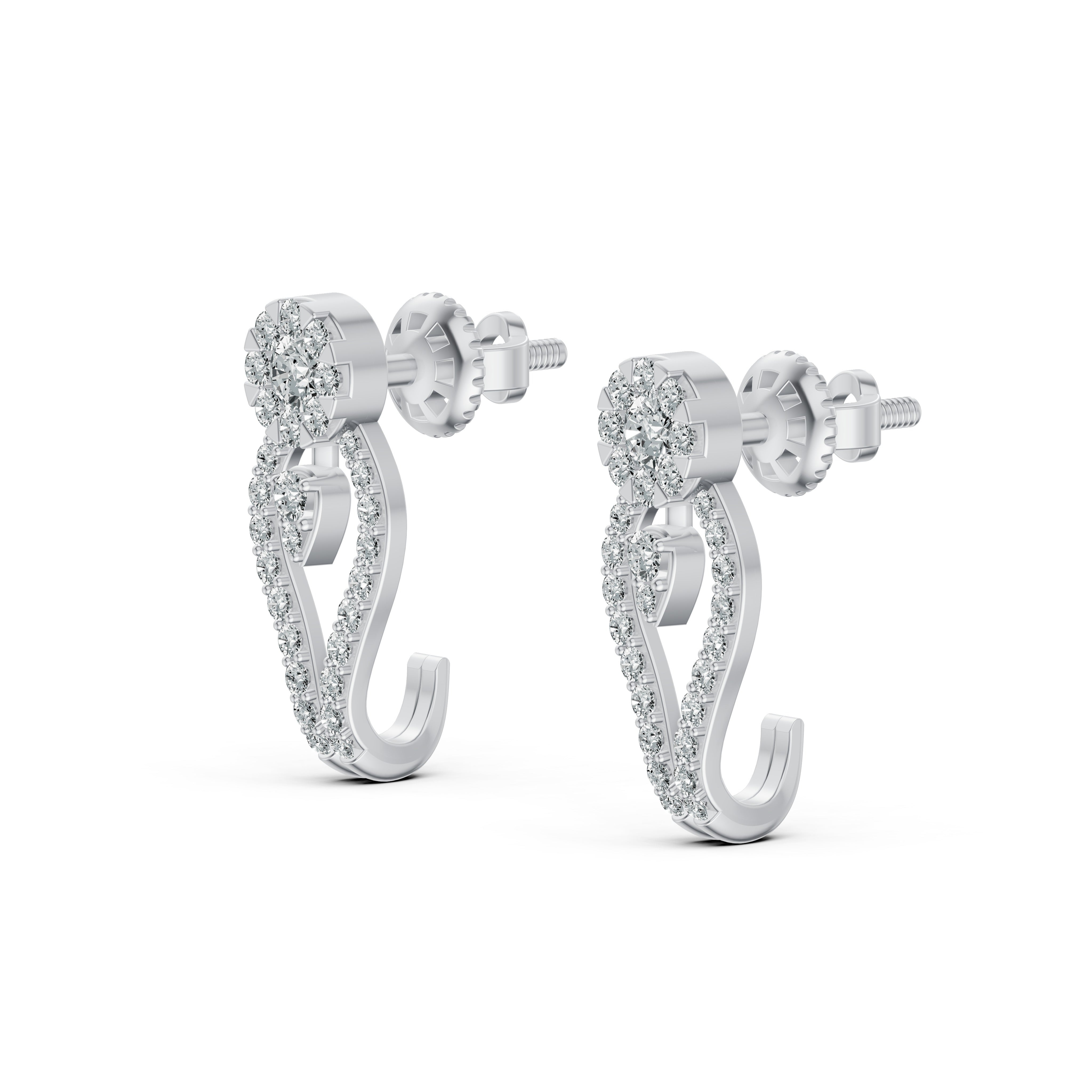 Open Loop Diamond J Stud Earrings