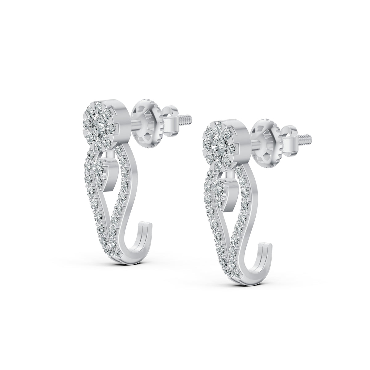 Open Loop Diamond J Stud Earrings