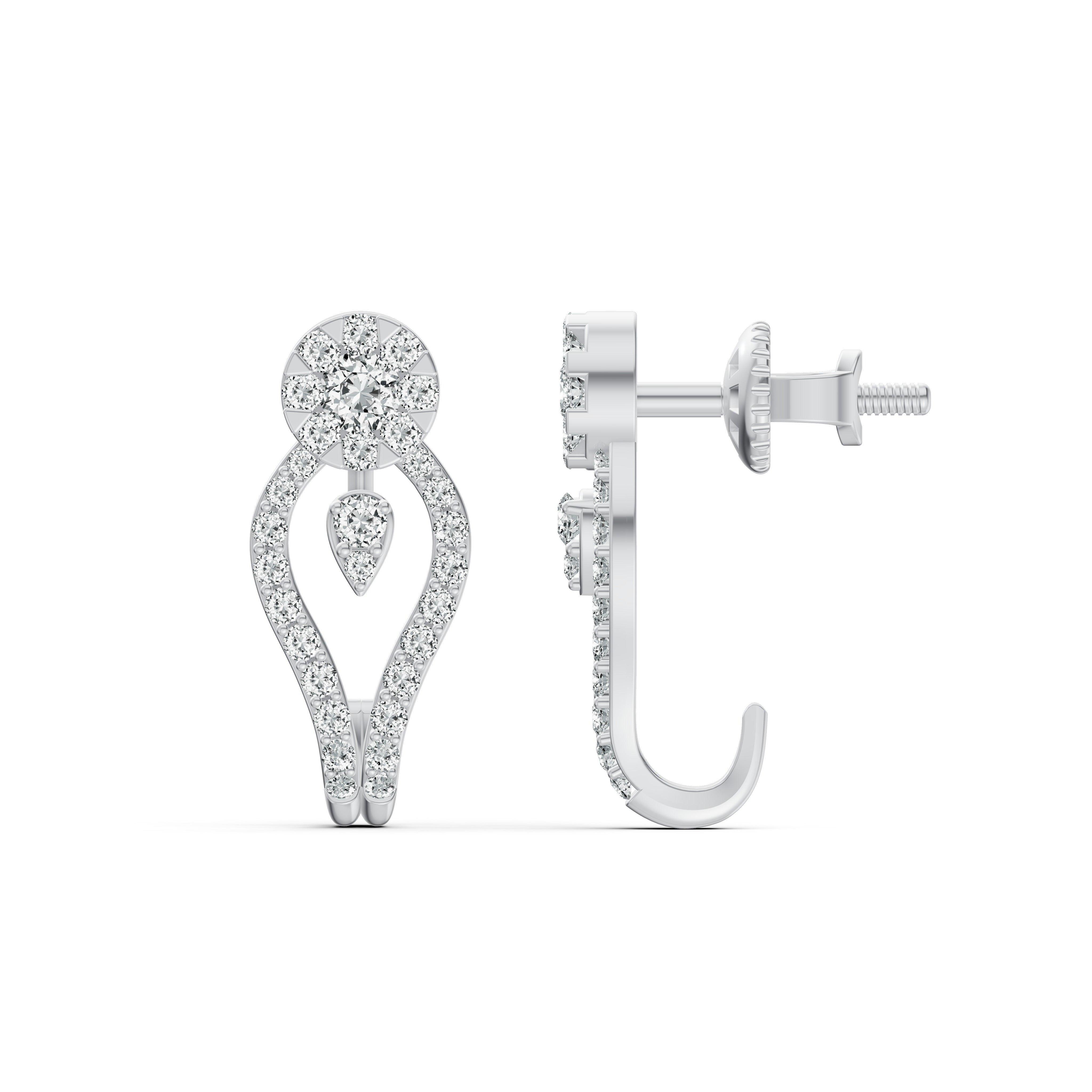Open Loop Diamond J Stud Earrings