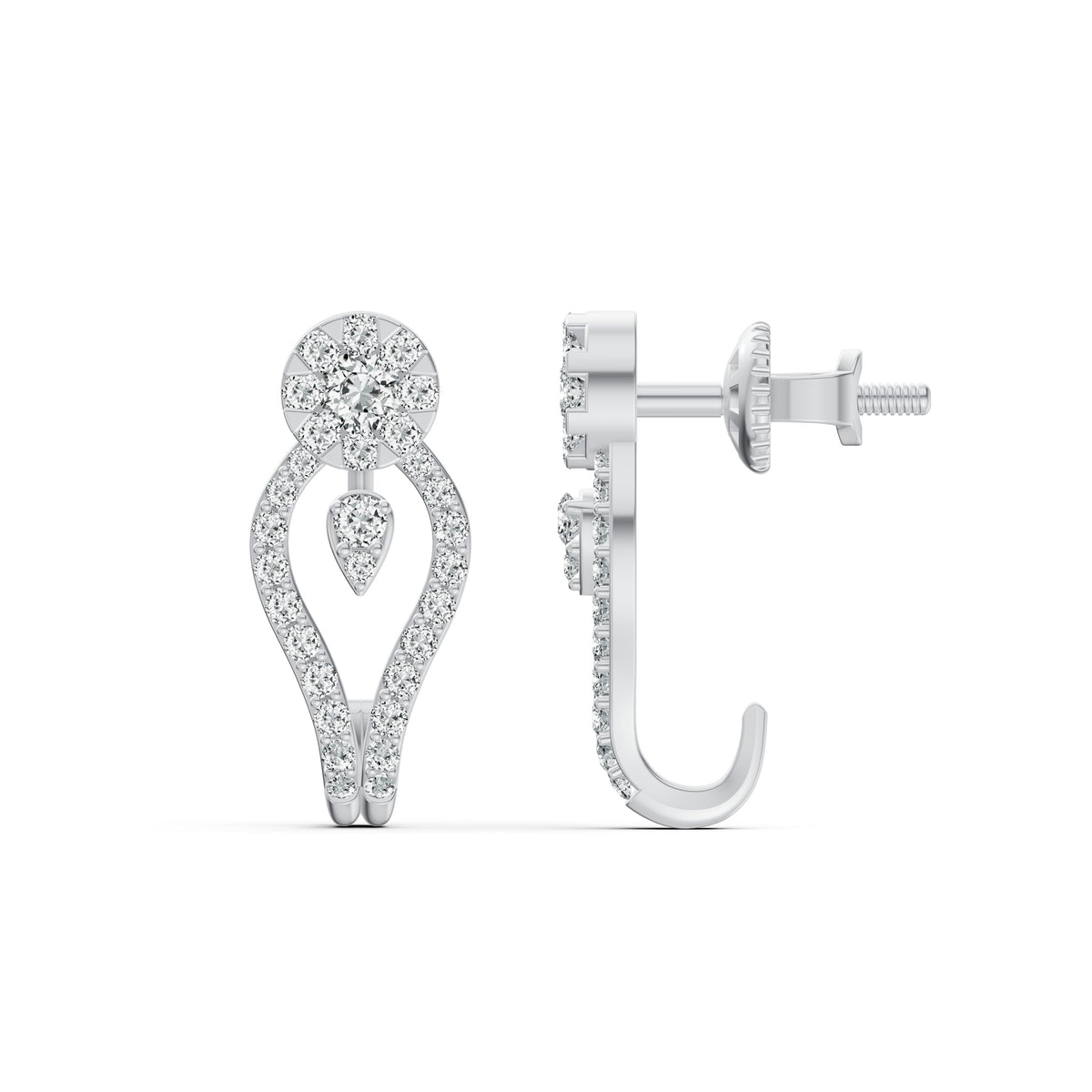 Open Loop Diamond J Stud Earrings