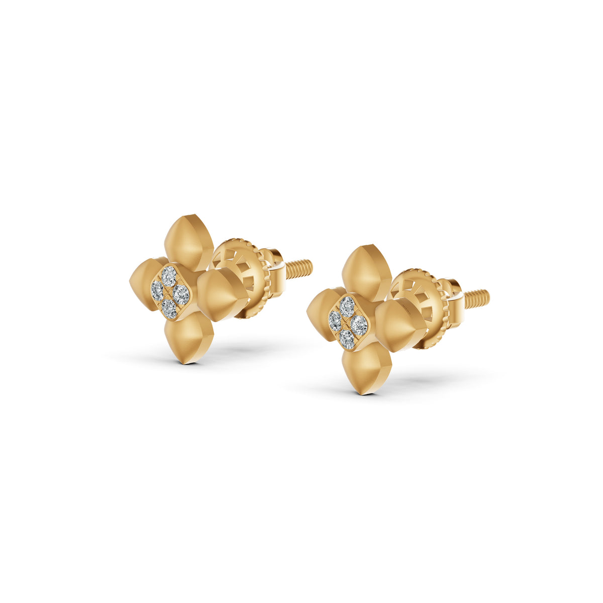 Petal Bloom Diamond Stud Earrings