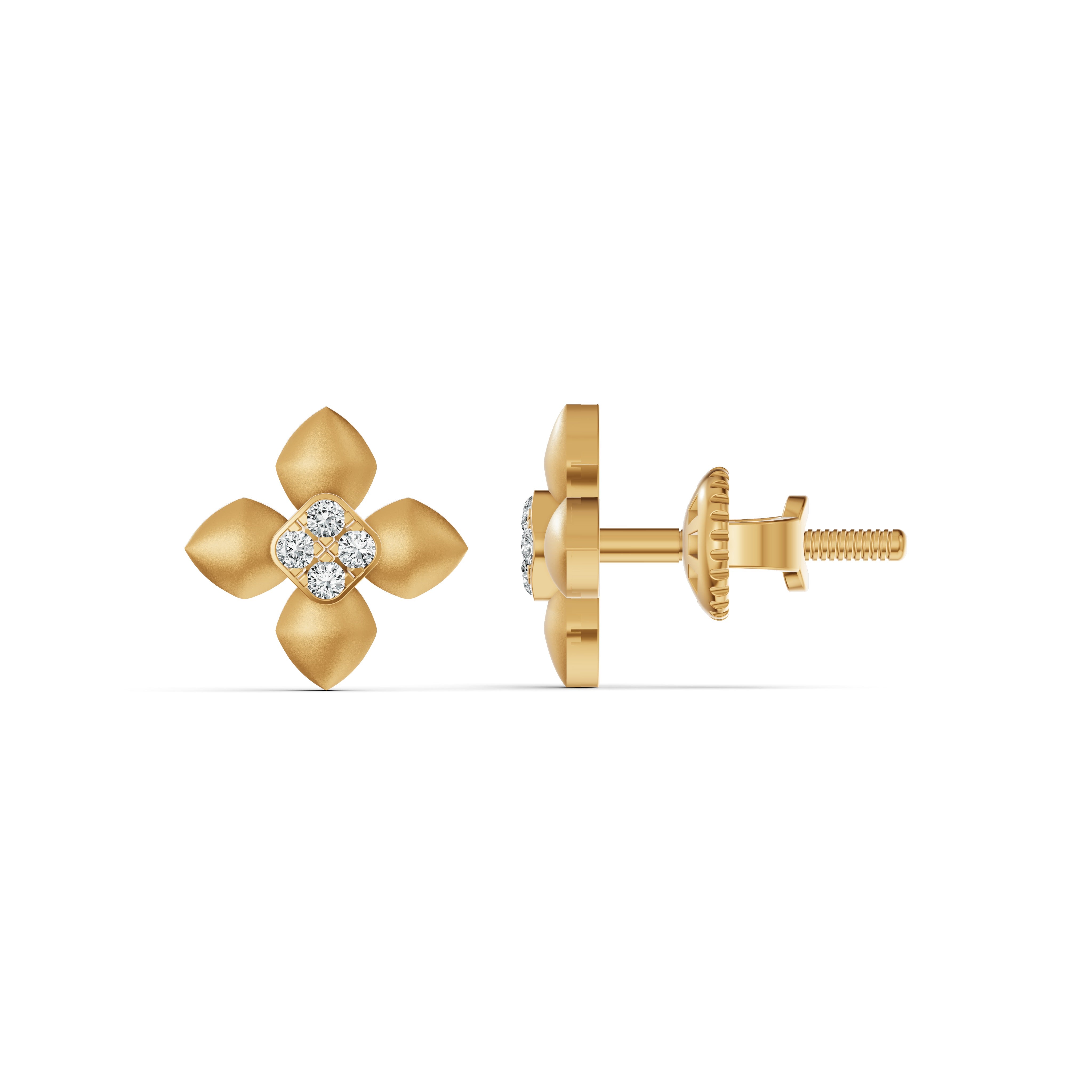 Petal Bloom Diamond Stud Earrings