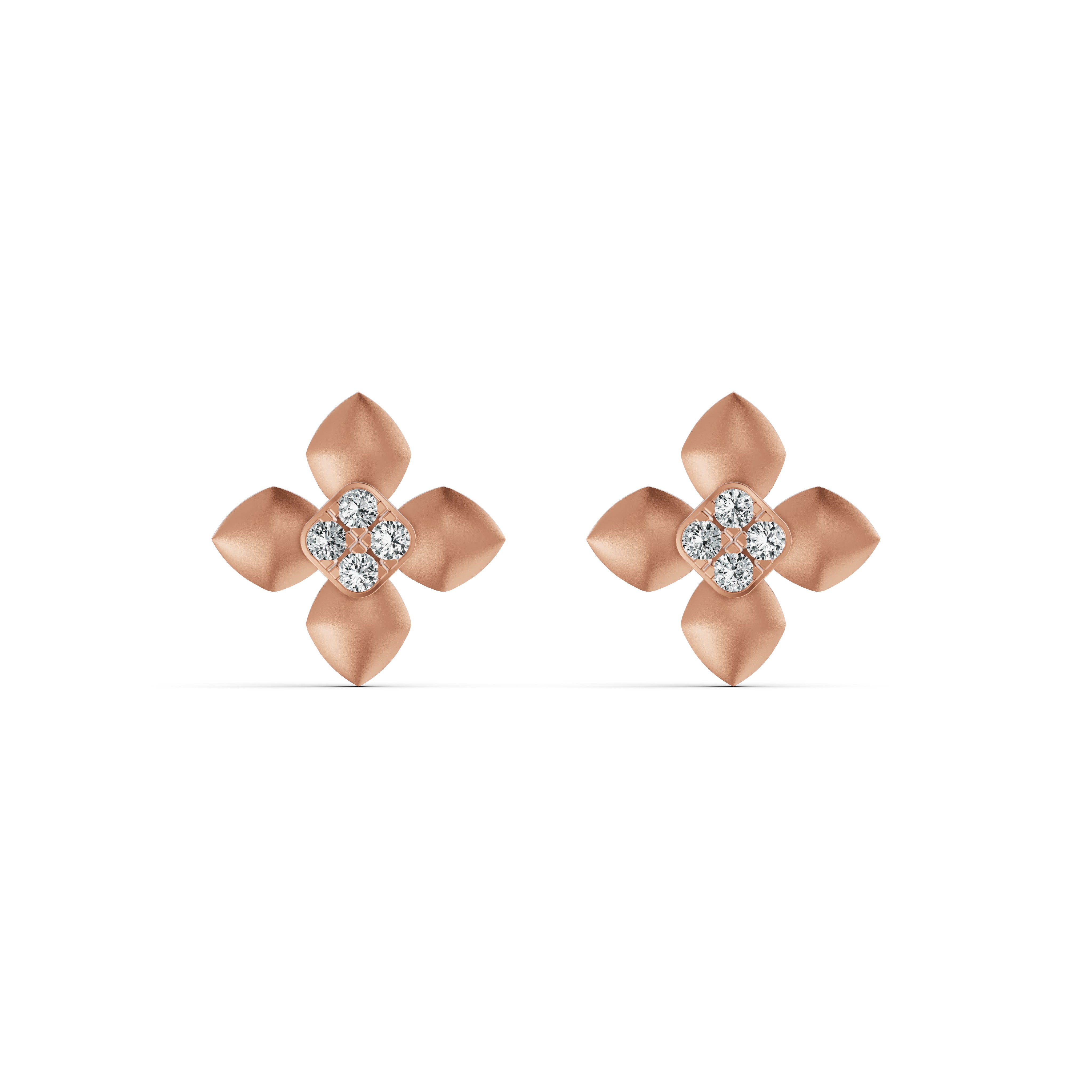 Petal Bloom Diamond Stud Earrings