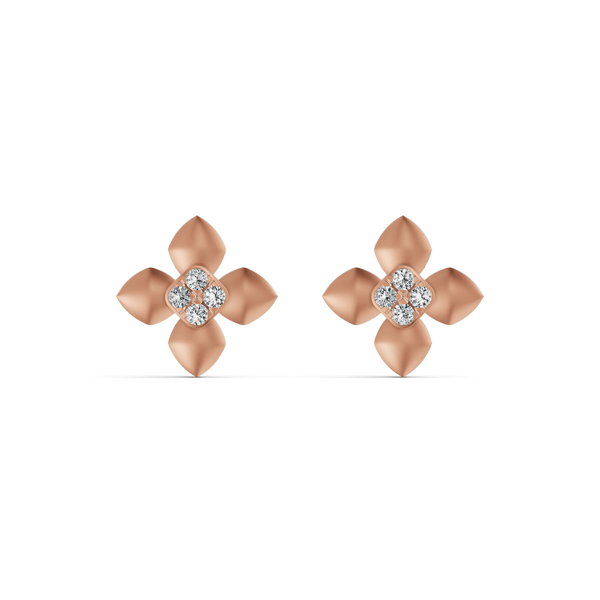 Petal Bloom Diamond Stud Earrings
