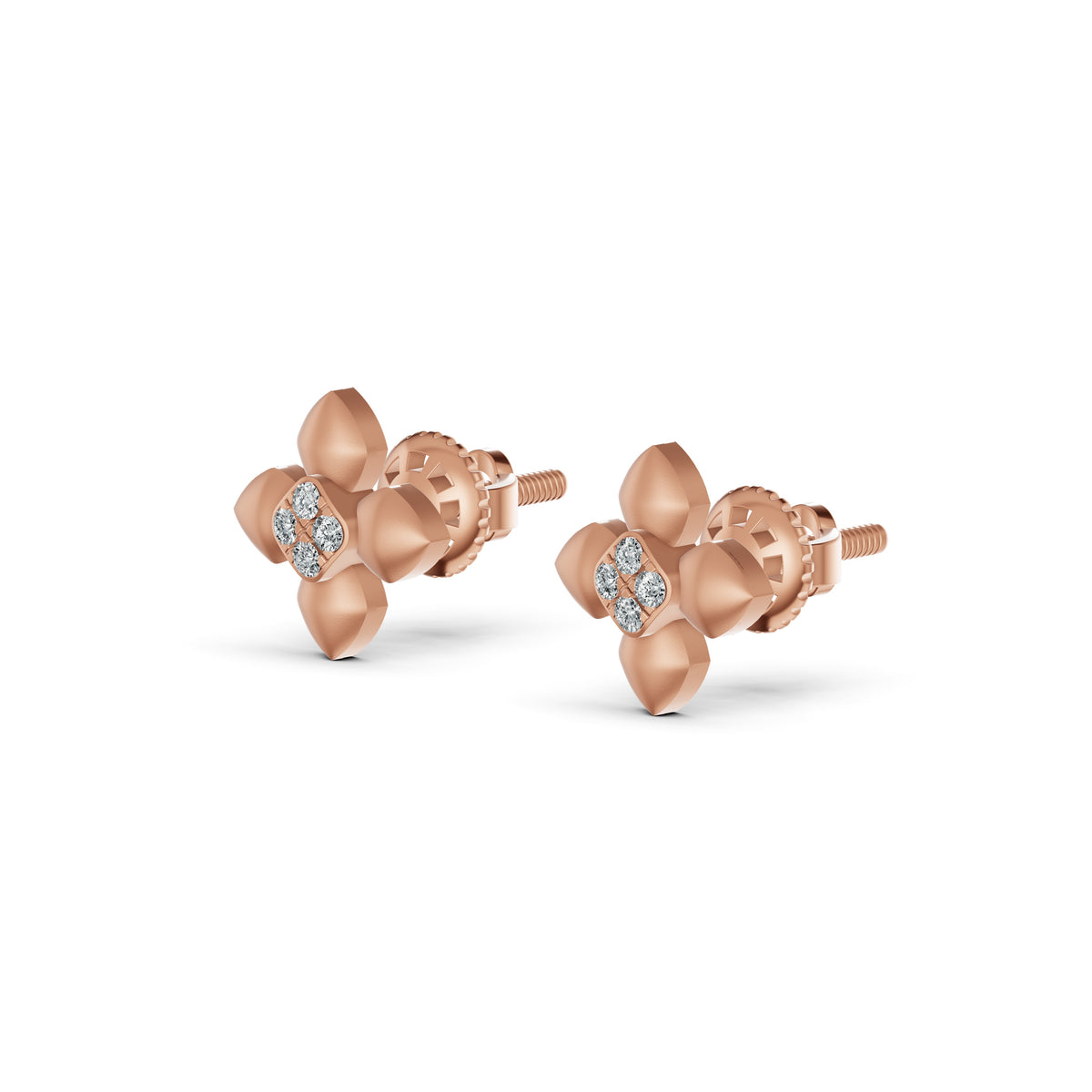 Petal Bloom Diamond Stud Earrings