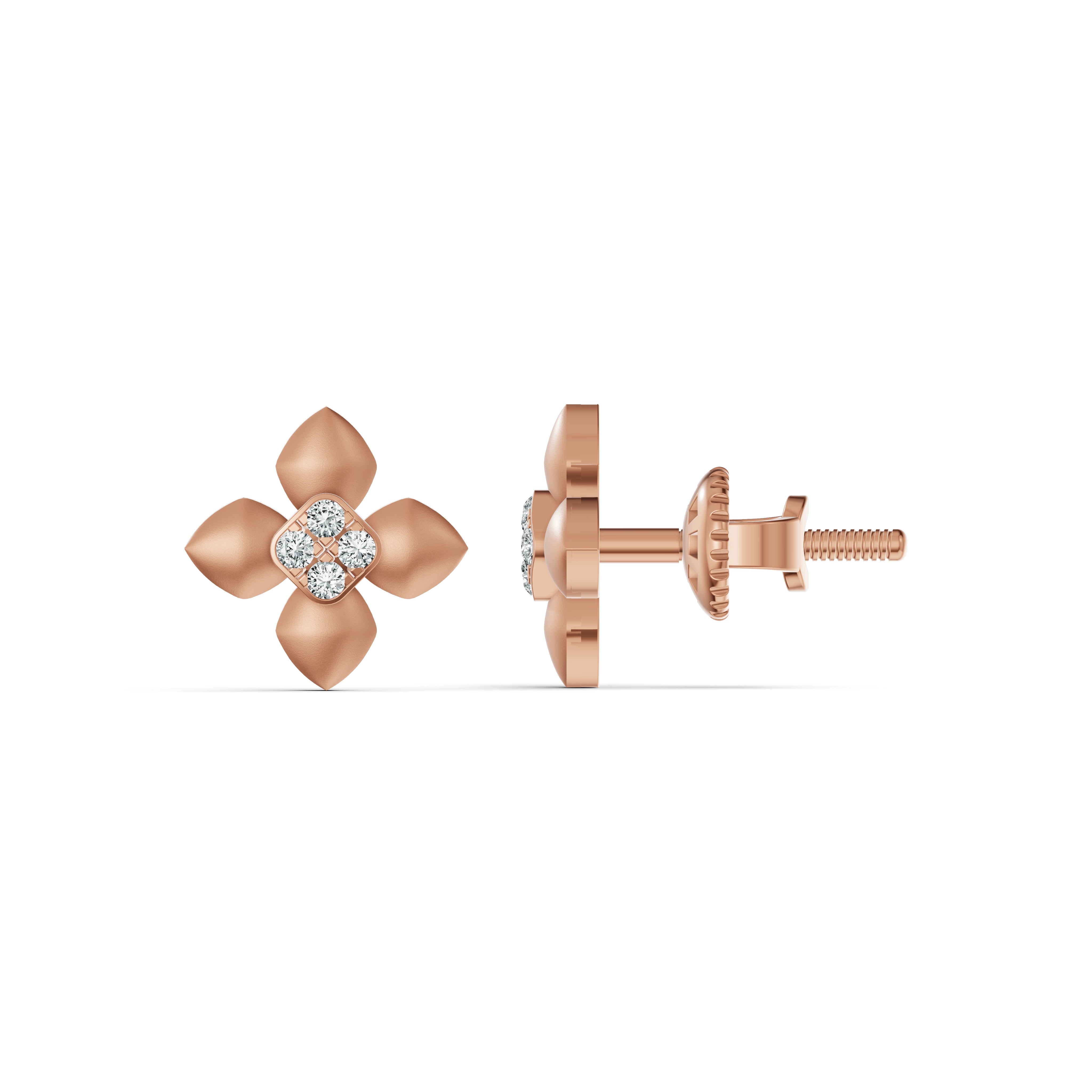 Petal Bloom Diamond Stud Earrings