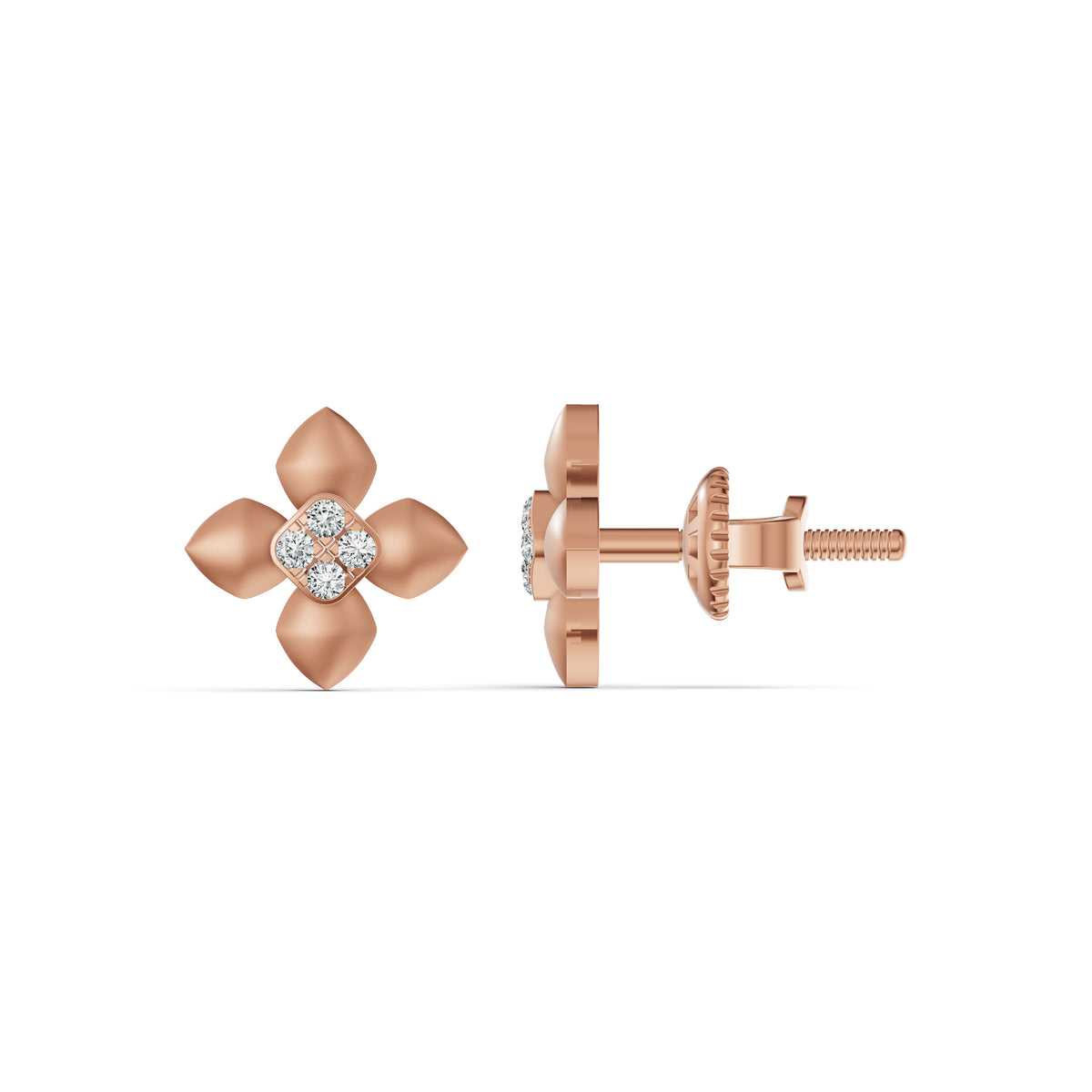 Petal Bloom Diamond Stud Earrings