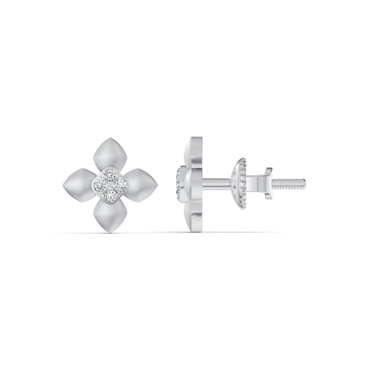 Petal Bloom Diamond Stud Earrings
