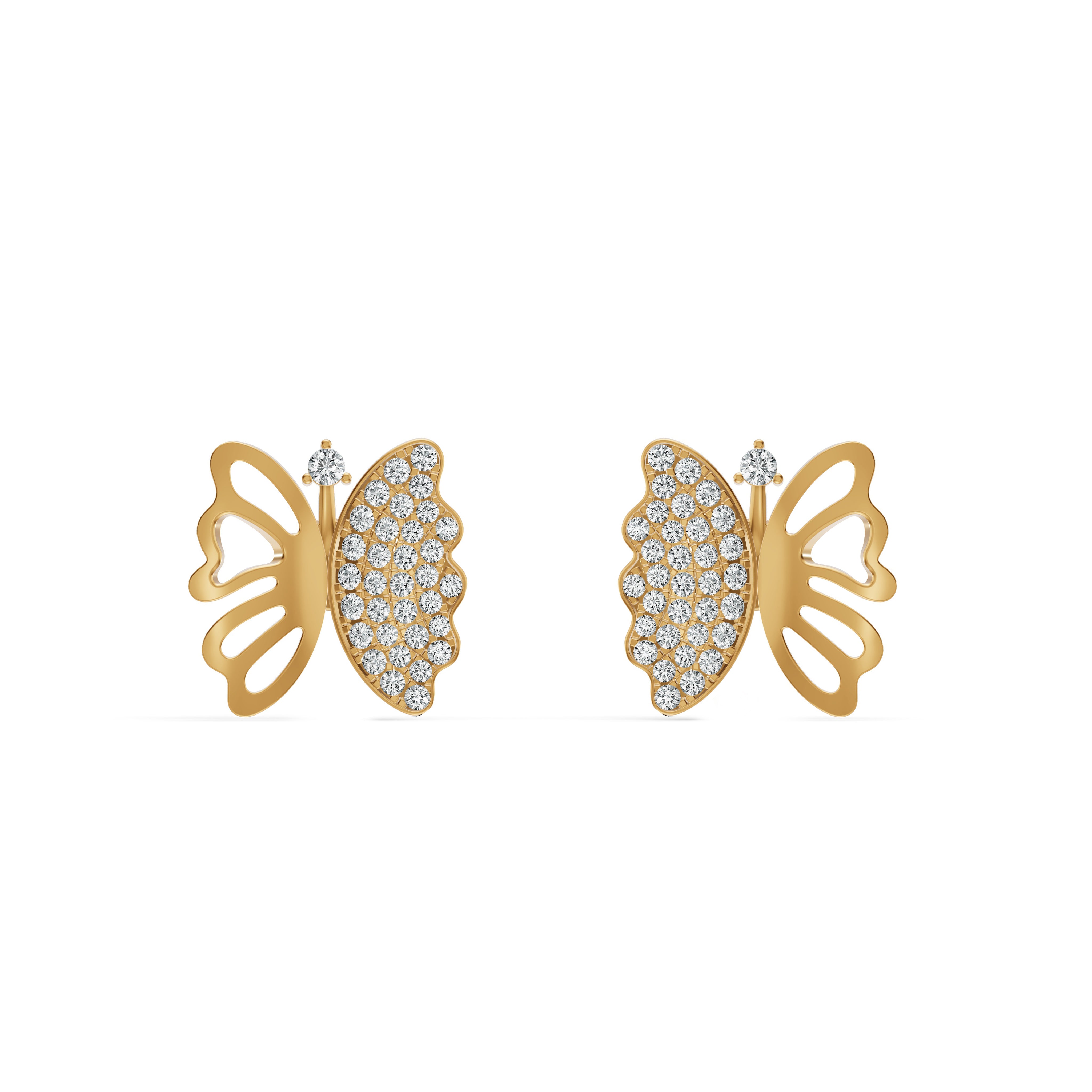 Open Butterfly Diamond Stud Earrings