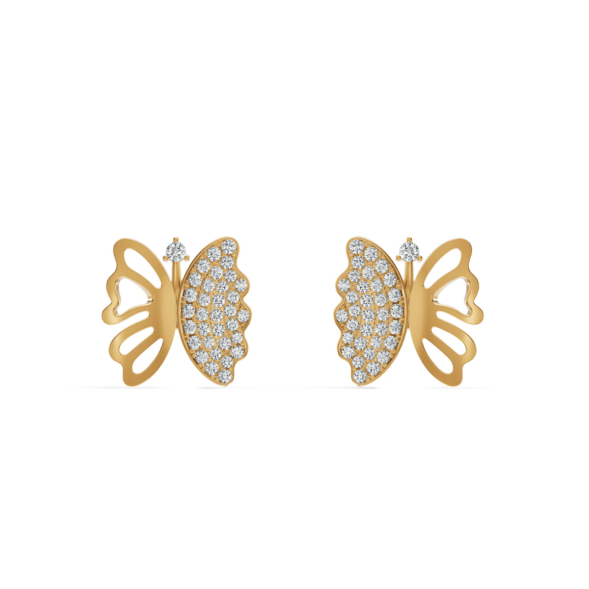 Open Butterfly Diamond Stud Earrings