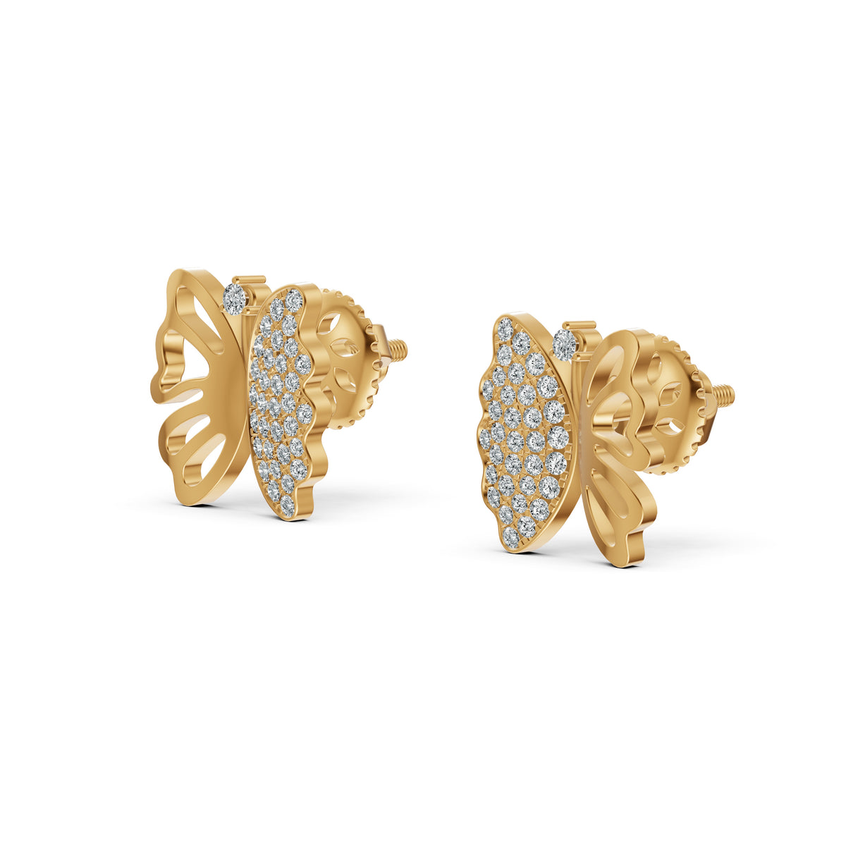 Open Butterfly Diamond Stud Earrings
