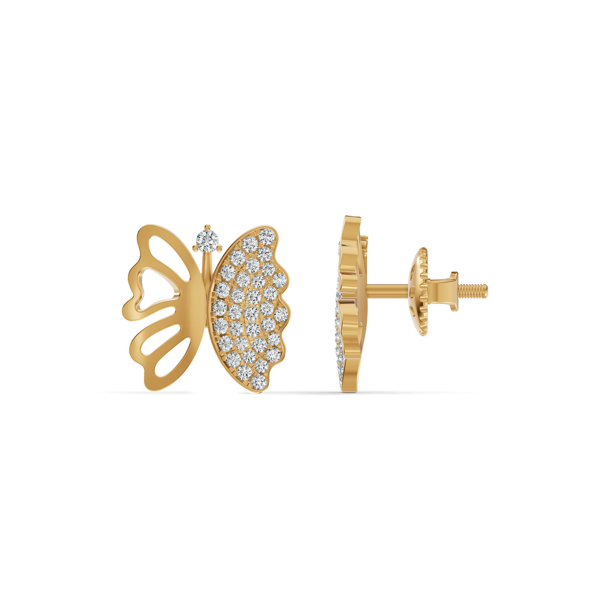 Open Butterfly Diamond Stud Earrings