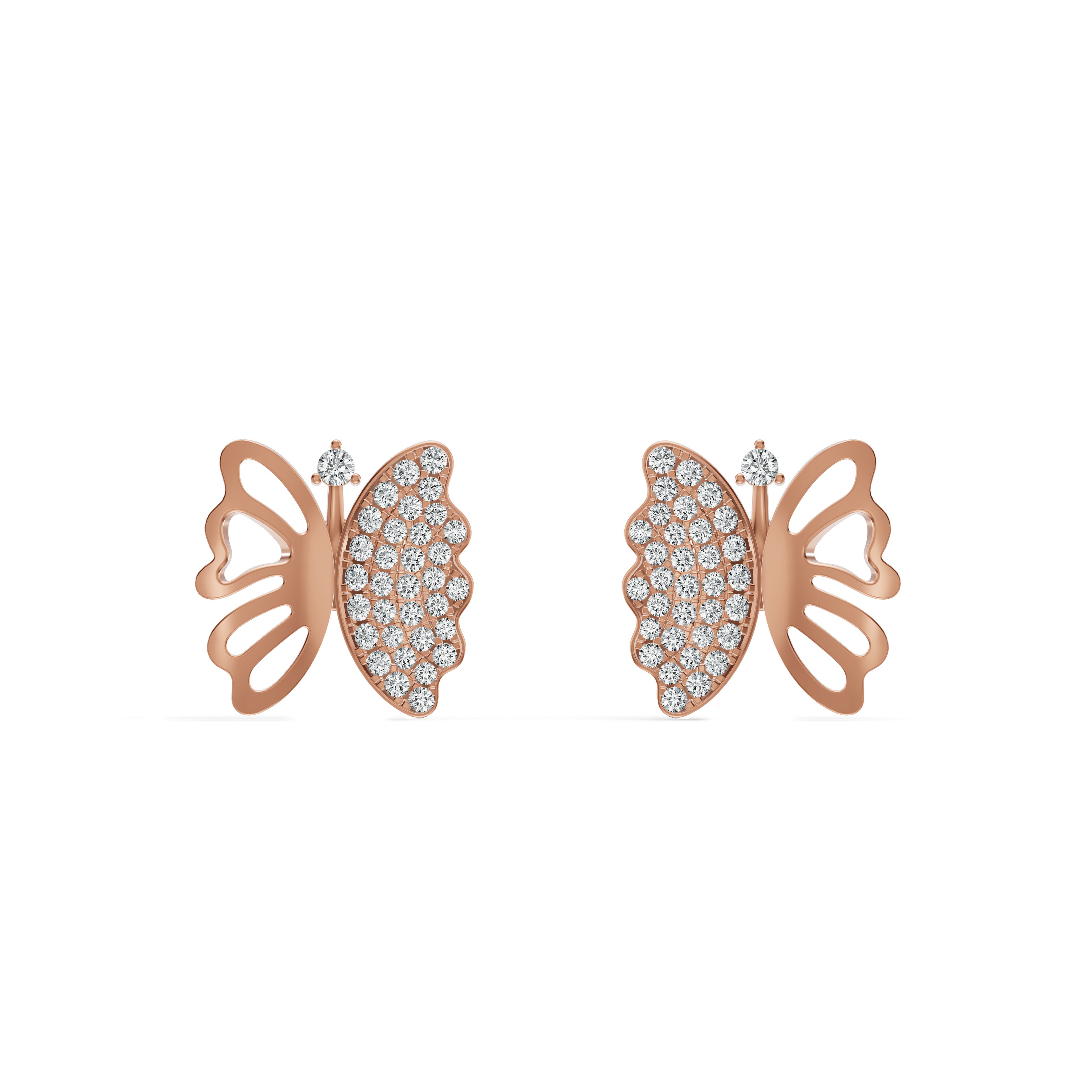 Open Butterfly Diamond Stud Earrings