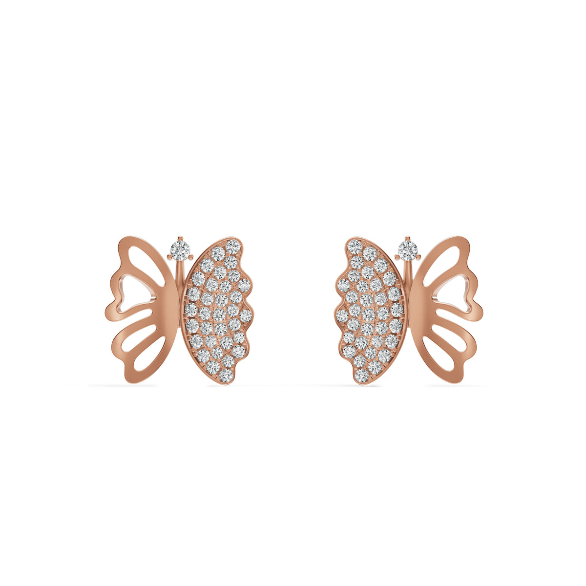 Open Butterfly Diamond Stud Earrings