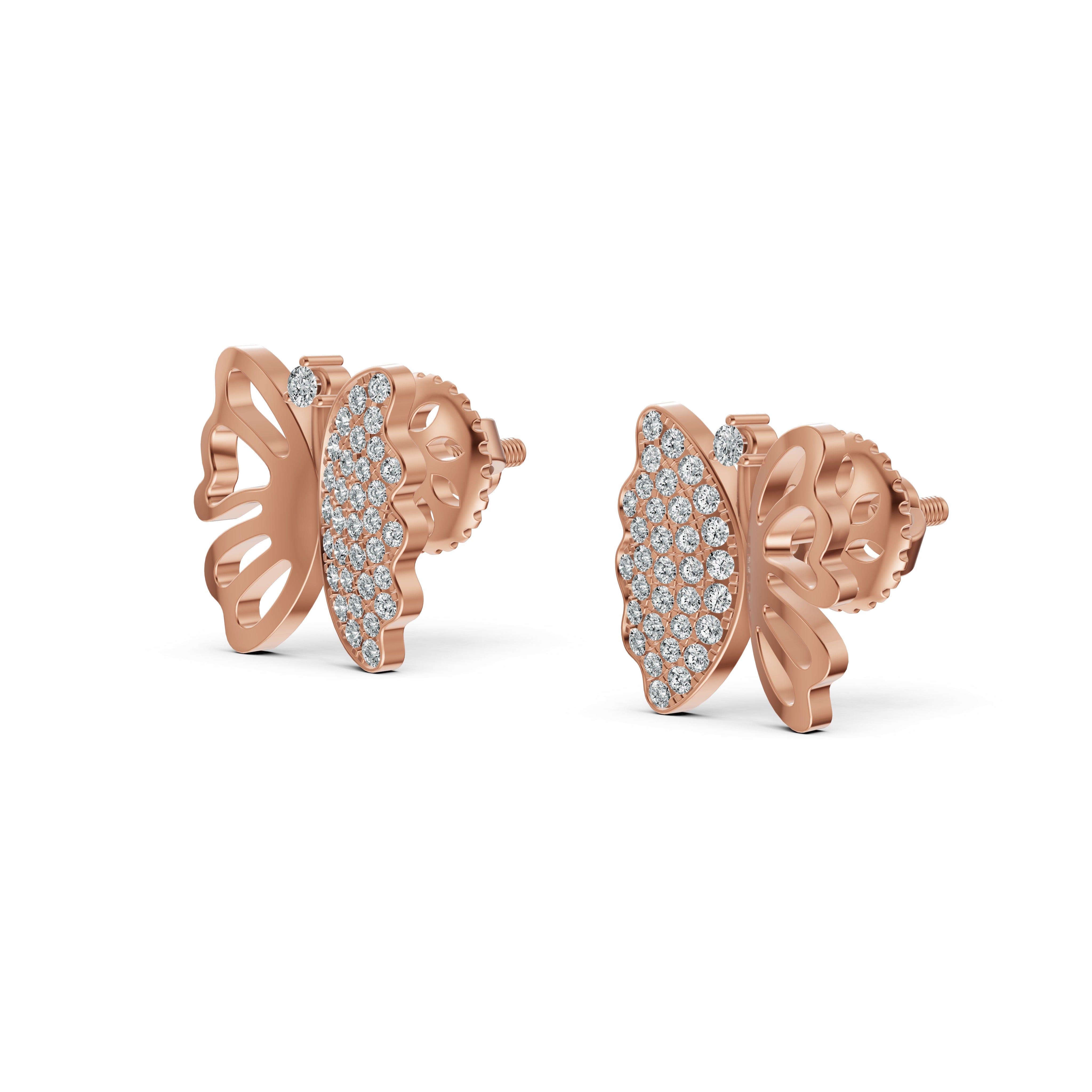 Open Butterfly Diamond Stud Earrings