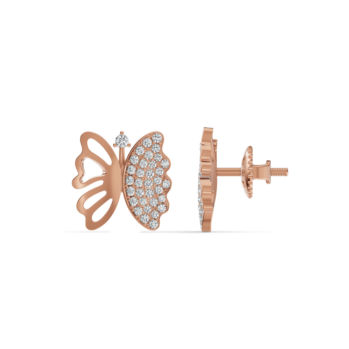 Open Butterfly Diamond Stud Earrings