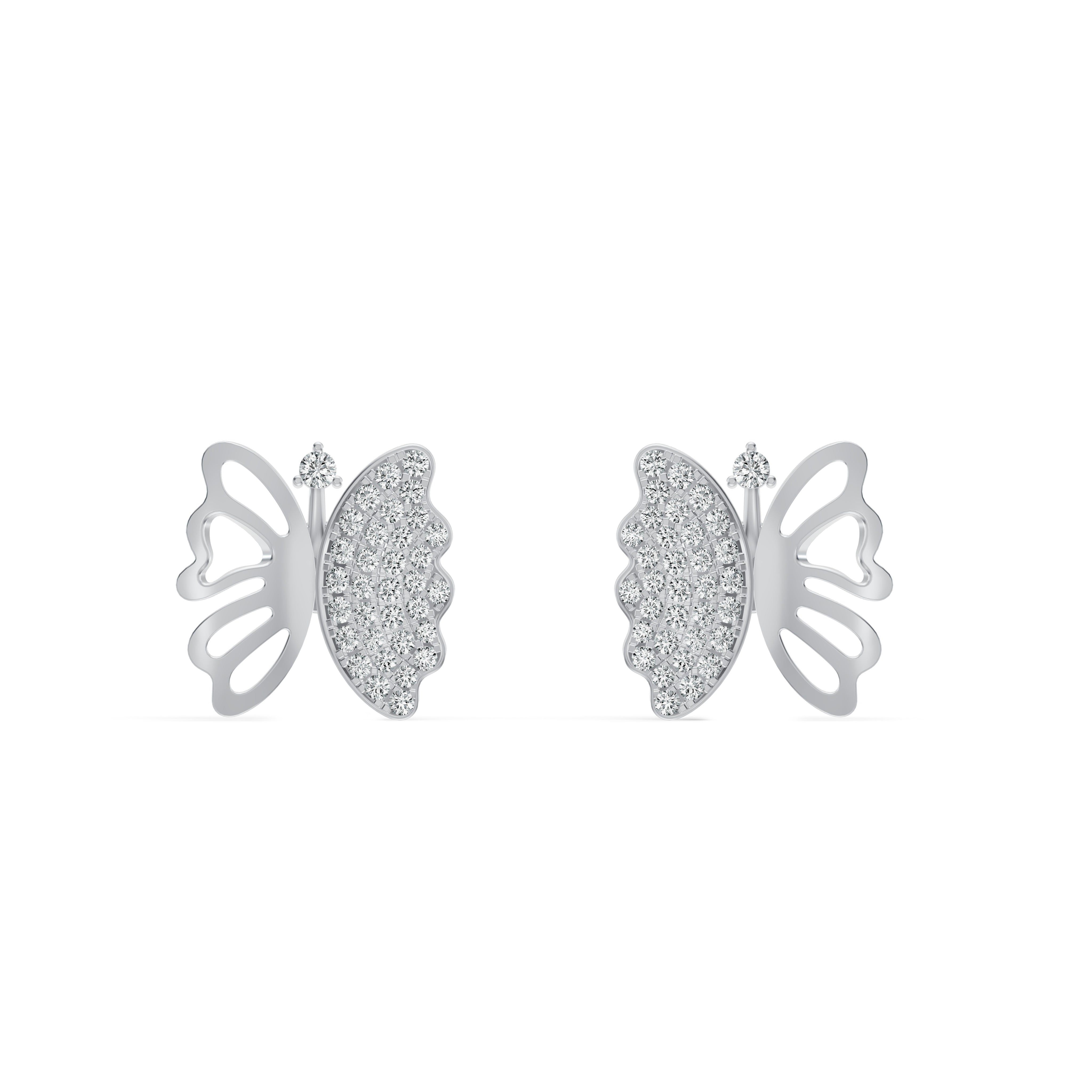 Open Butterfly Diamond Stud Earrings