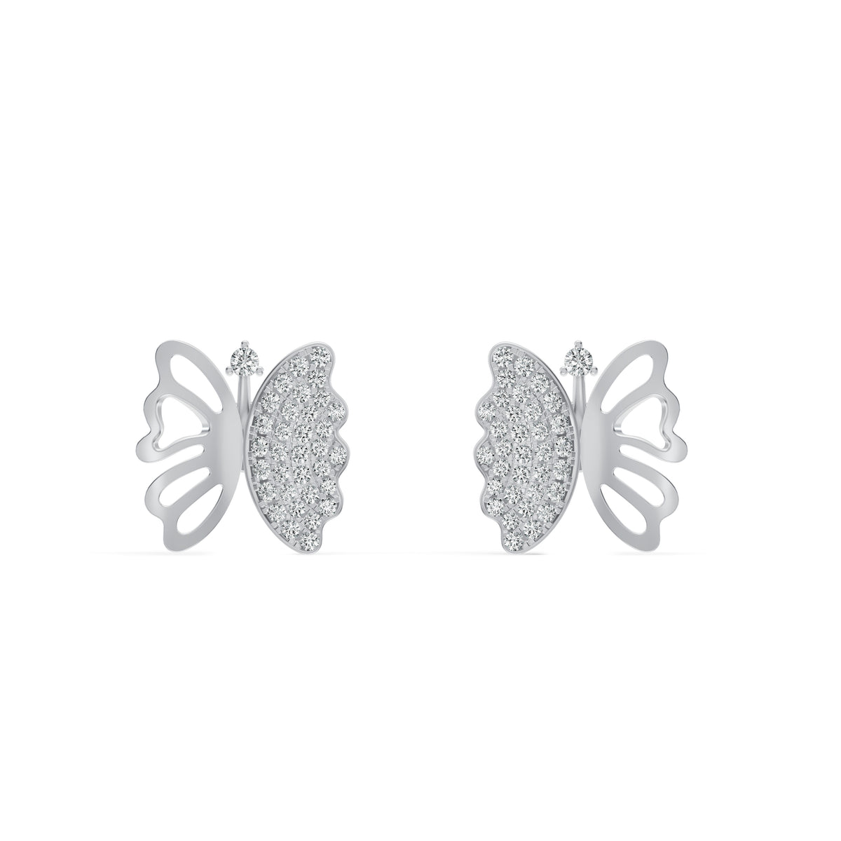 Open Butterfly Diamond Stud Earrings