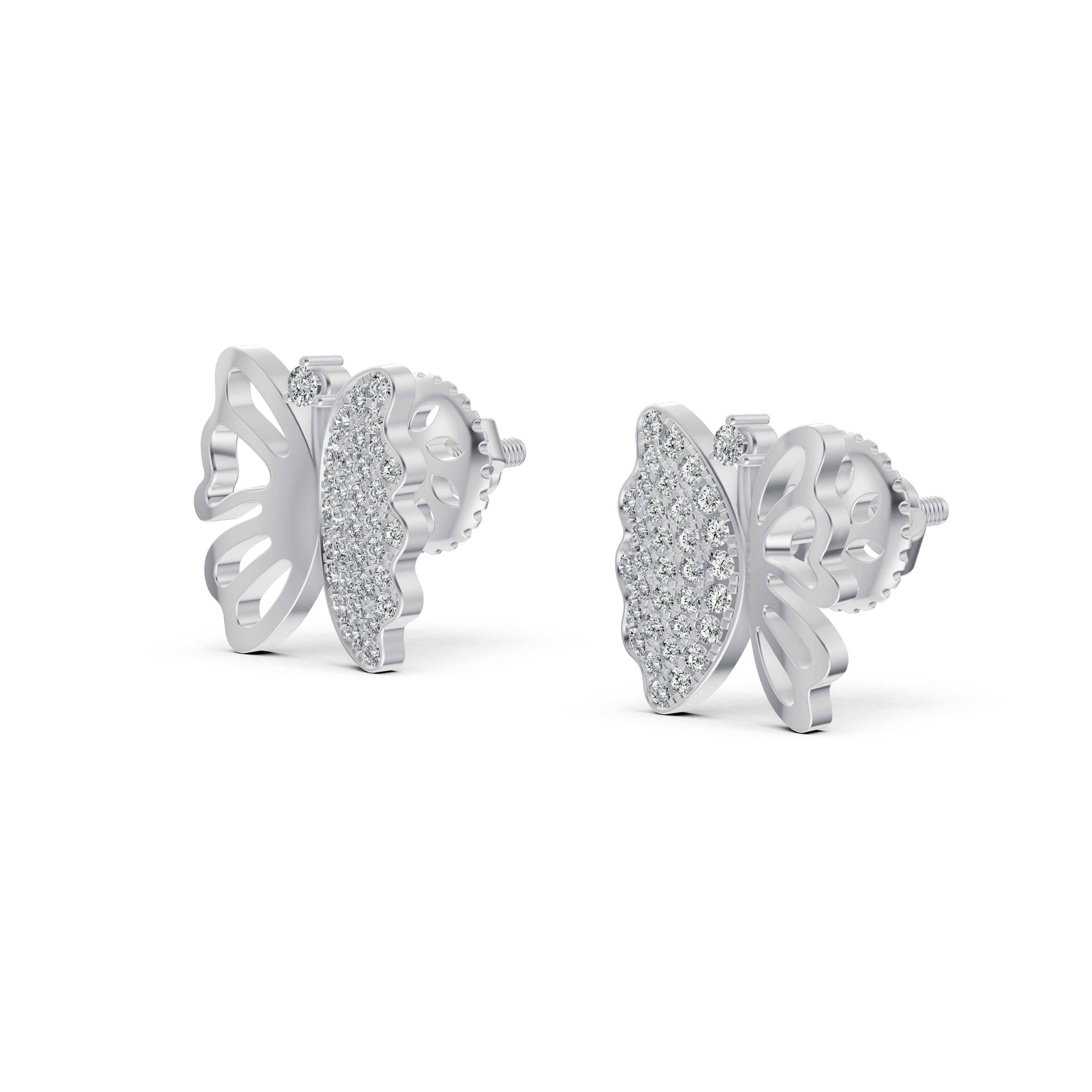Open Butterfly Diamond Stud Earrings